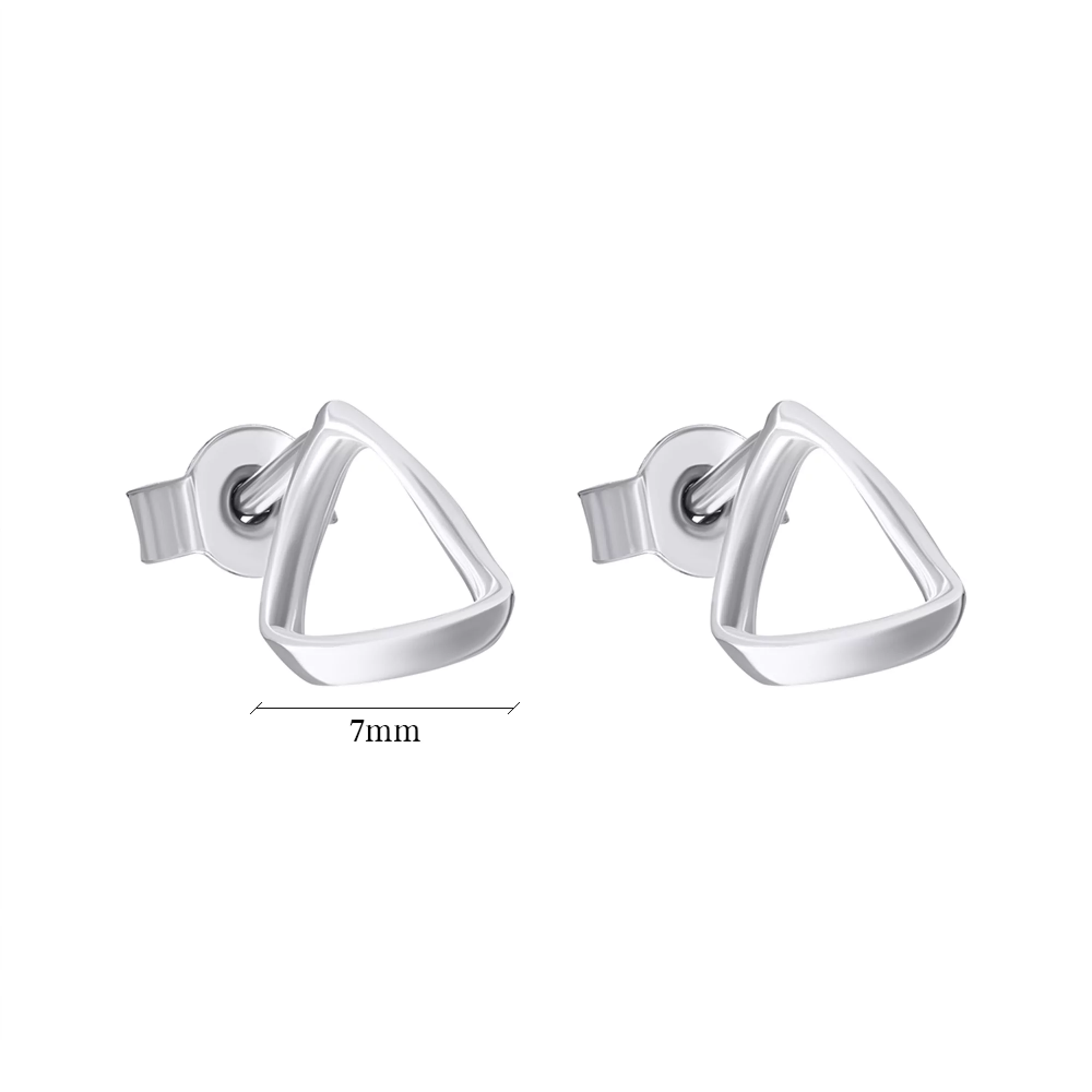 Сережки-гвоздики зі срібла трикутної форми - 1501305 – зображення 2