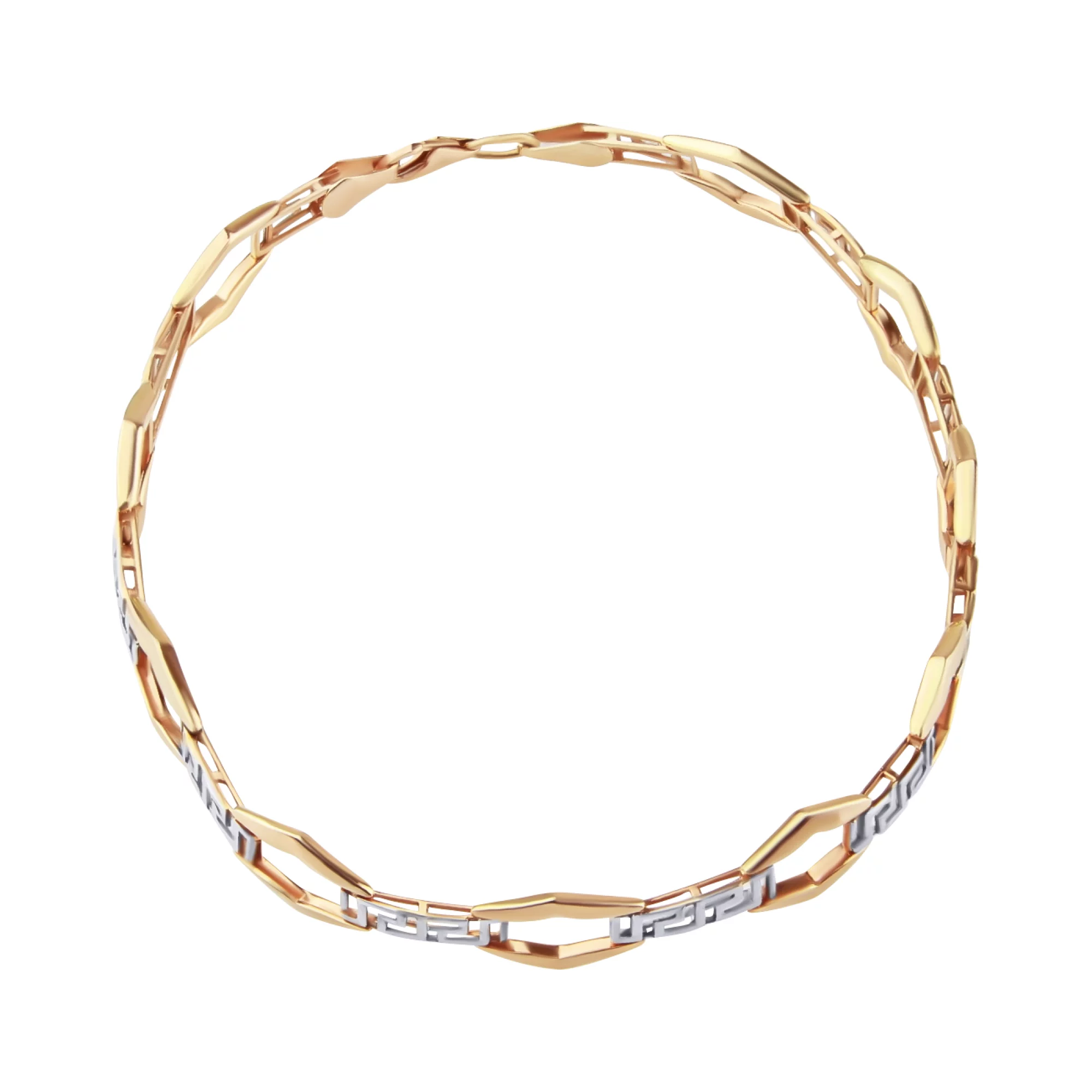 Браслет из комбинированого золота плетение якорное - 384013 – изображение 2