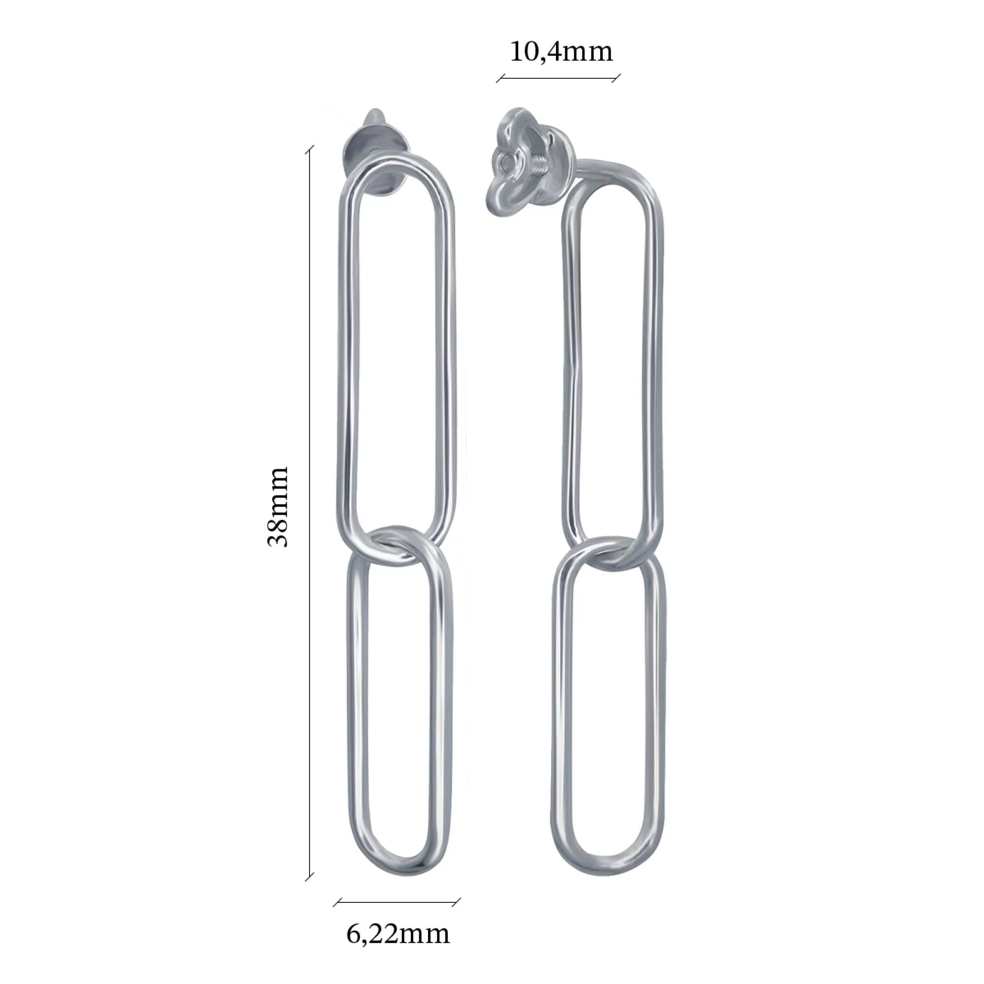 Сережки-гвоздики срібні "Ланки" - 907530 – зображення 3