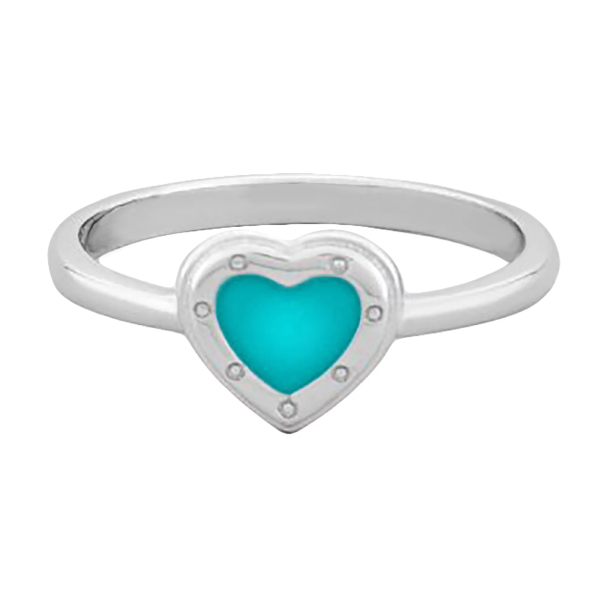 Кольцо серебряное с эмалью "Сердце" - 973039 – изображение 2