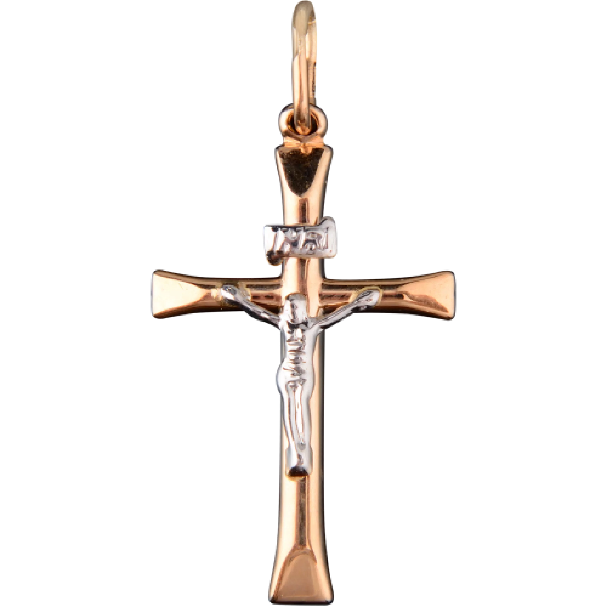 Крестик из комбинированного золота - 401661 – изображение 1
