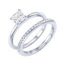 Серебряное двойное кольцо 2 в 1 с фианитами - 2289438