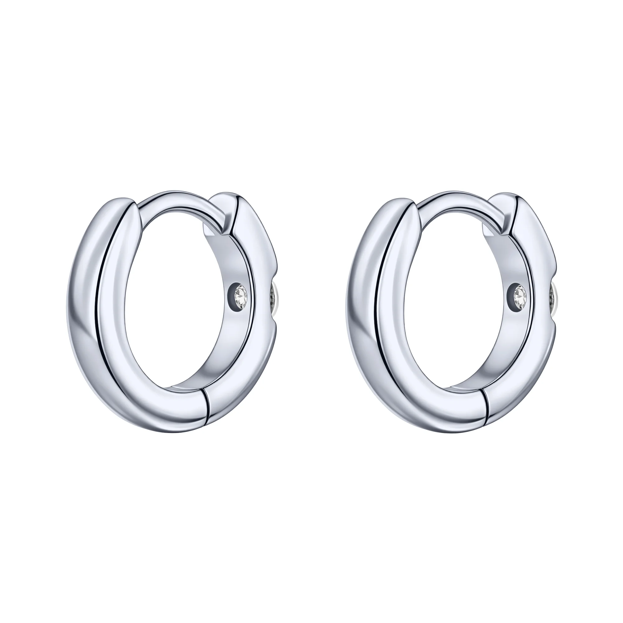 Серьги-кольца из серебра в стиле миннимализм с фианитом - 1785760 - 2