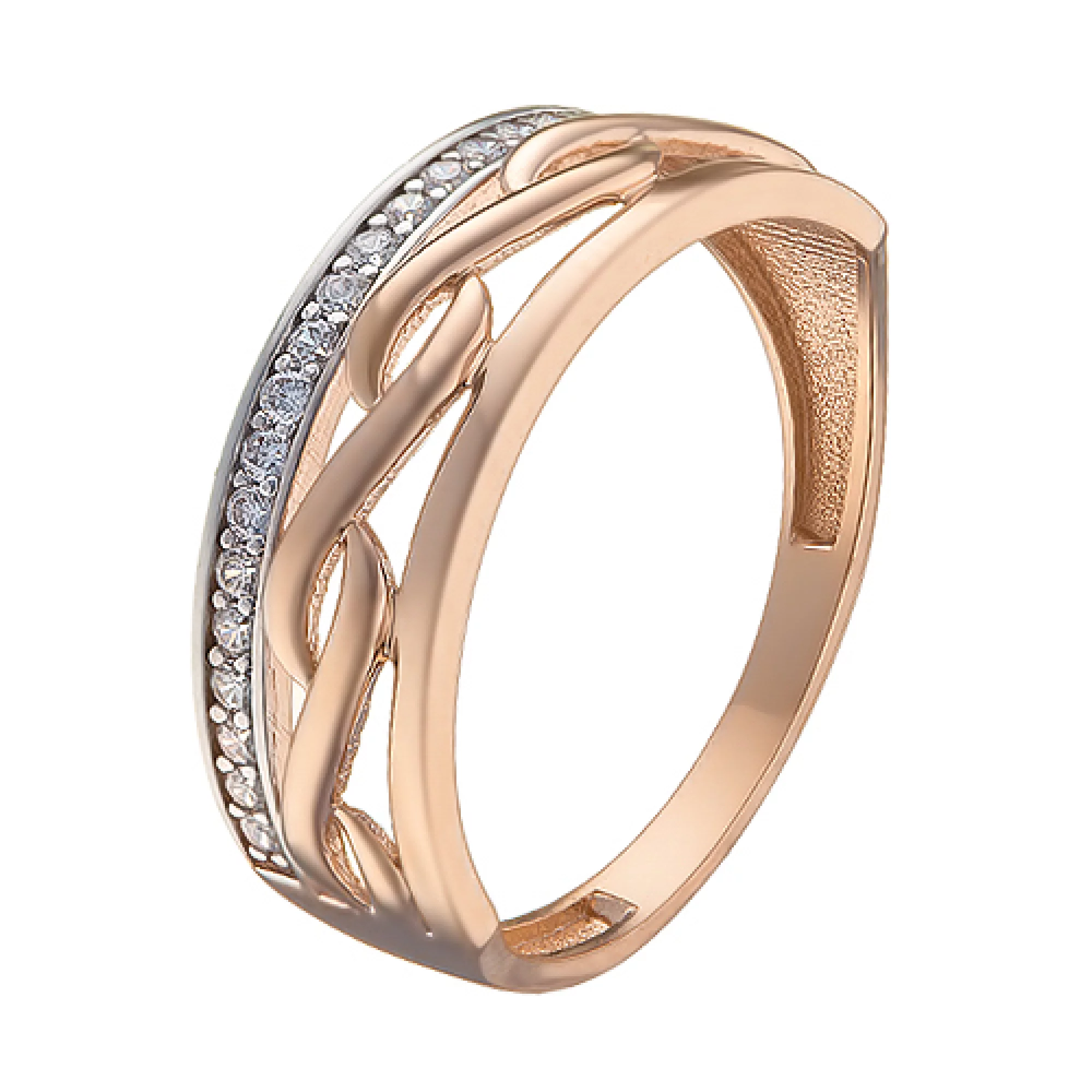 Золотое кольцо с фианитом - 521633 – изображение 1