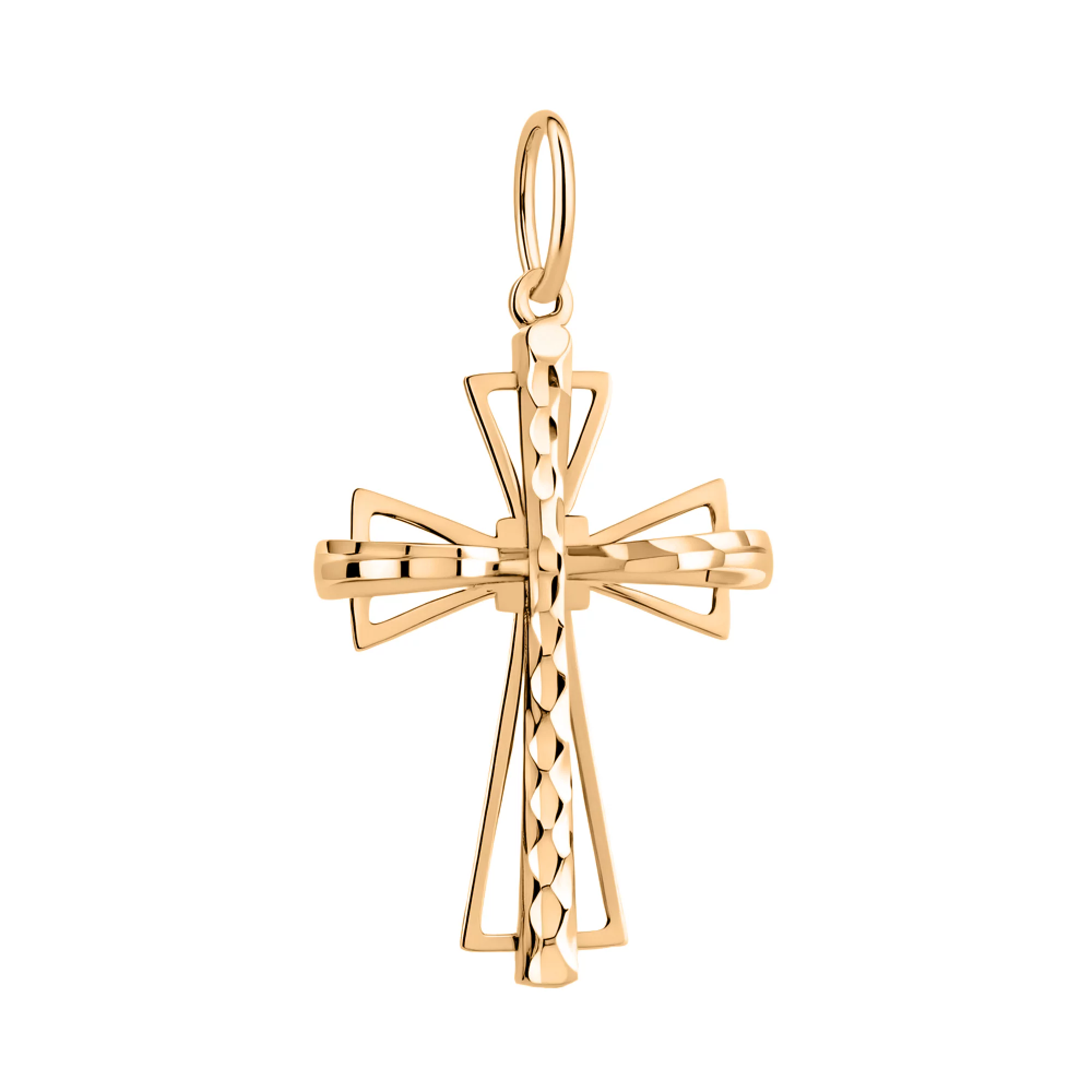 Золотой декоративный крестик с алмазной гранью - 1695493 – изображение 1