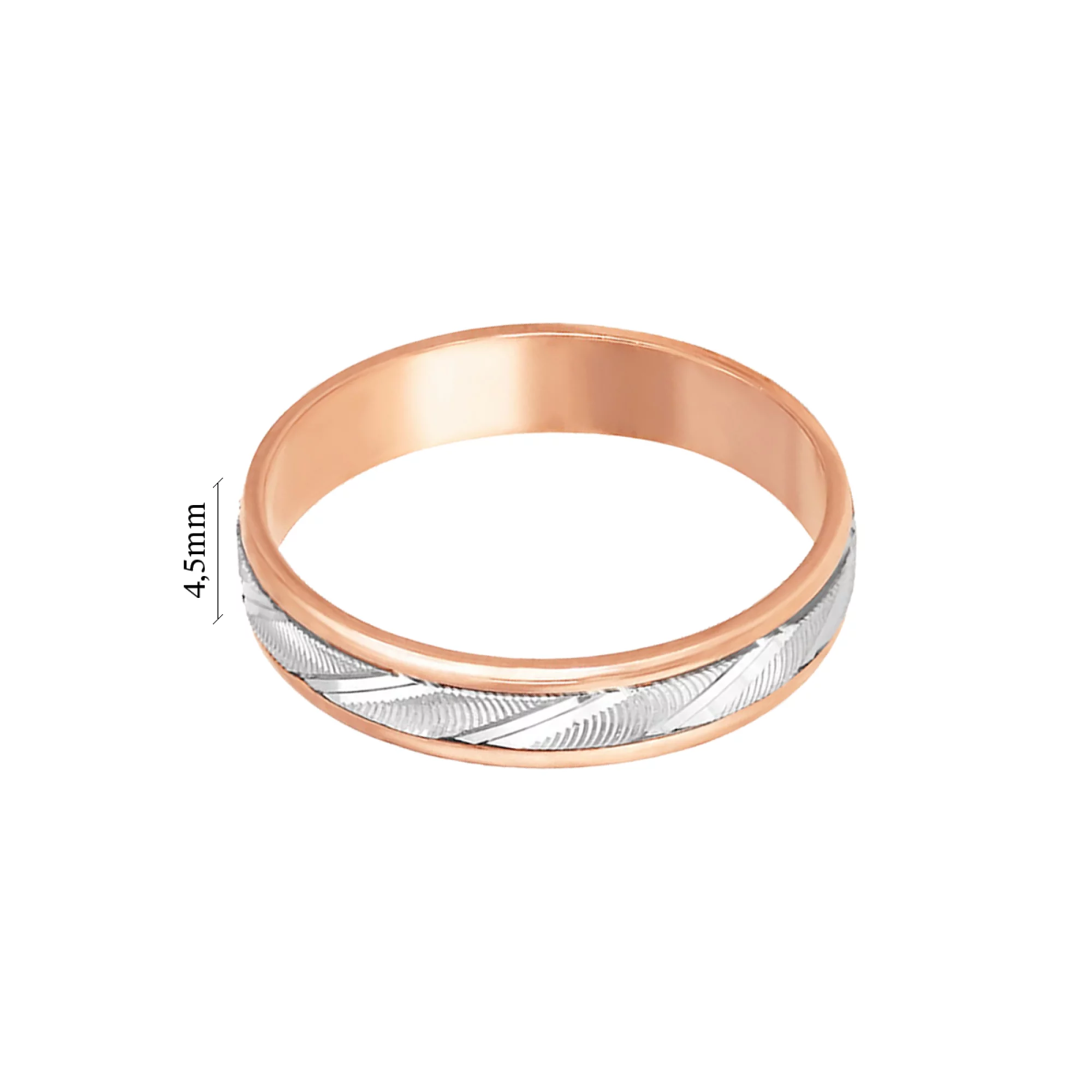 Обручальное кольцо из комбинированого золота c алмазной гранью американка  - 521125 – изображение 2