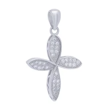 Декоративный серебряный крест с россыпью фианитов - 1684969