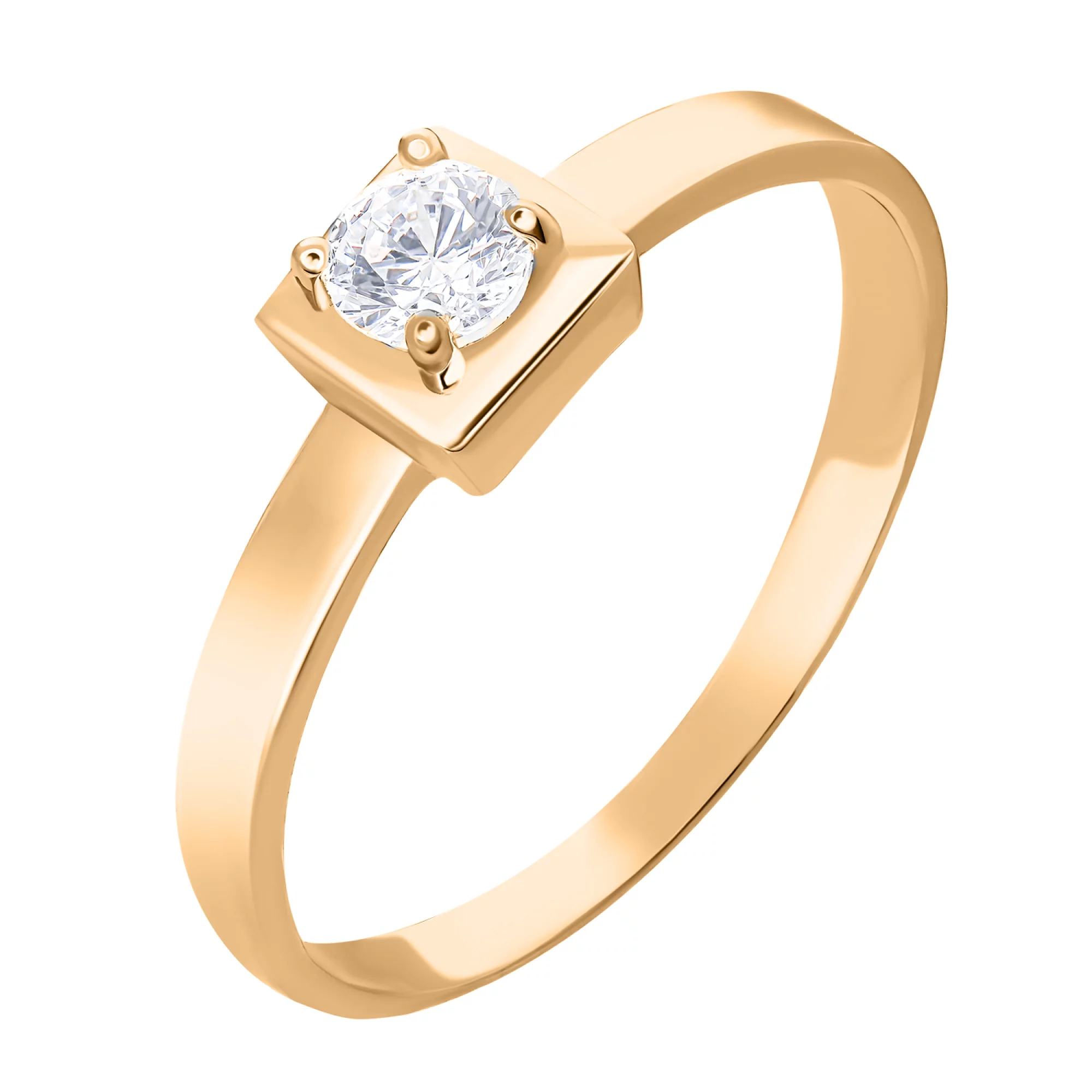 Золотое кольцо с фианитом - 1627723 – изображение 1