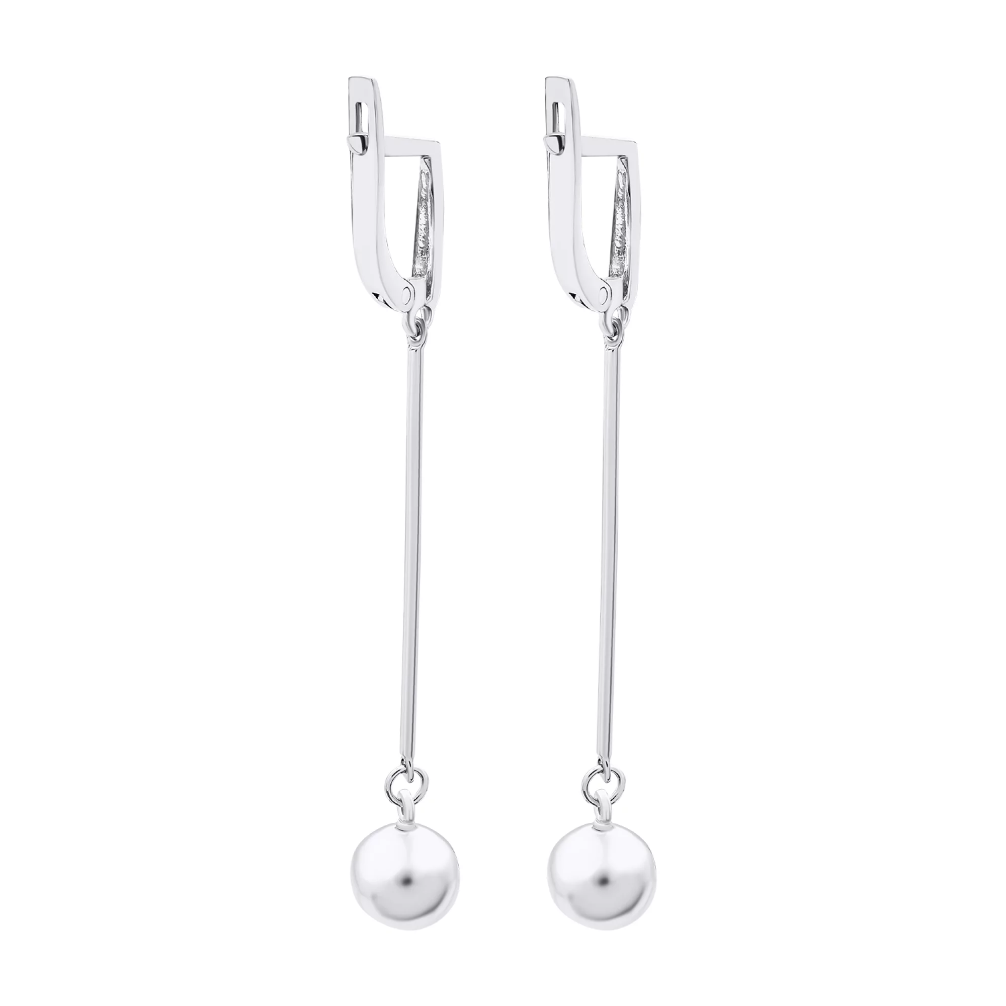 Срібні сережки з підвісками "Кулі" - 1520713 – зображення 2