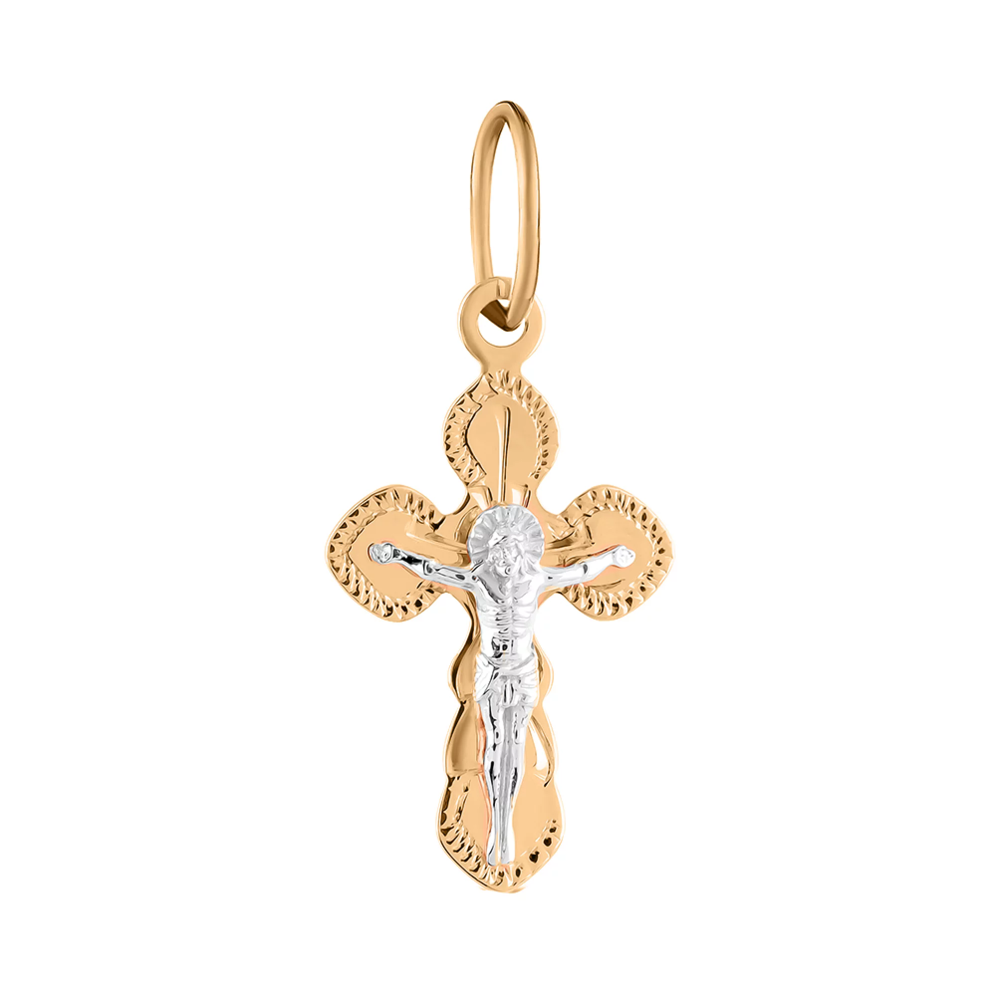 Золотой нательный крестик с распятием - 1619029 – изображение 1