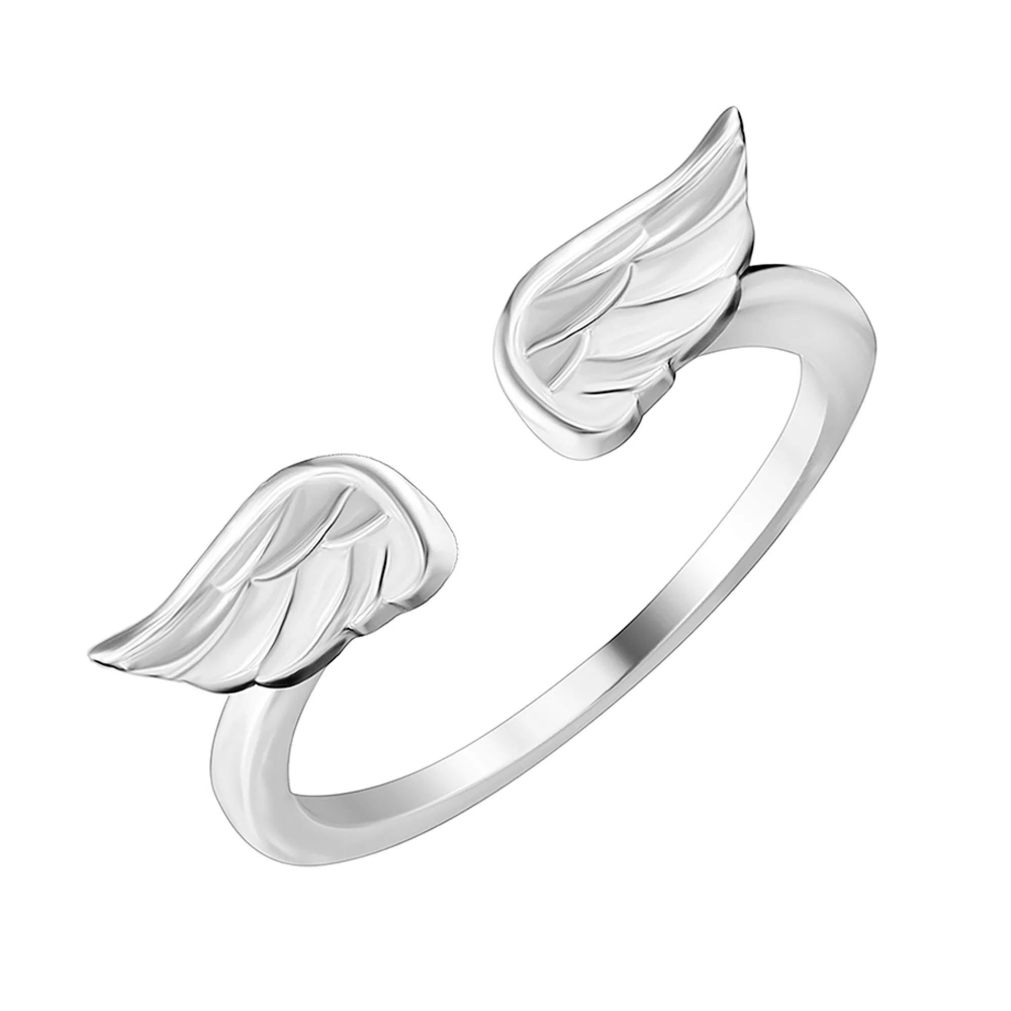 Срібна каблучка "Крила" з родіюванням - 1536079 – зображення 1