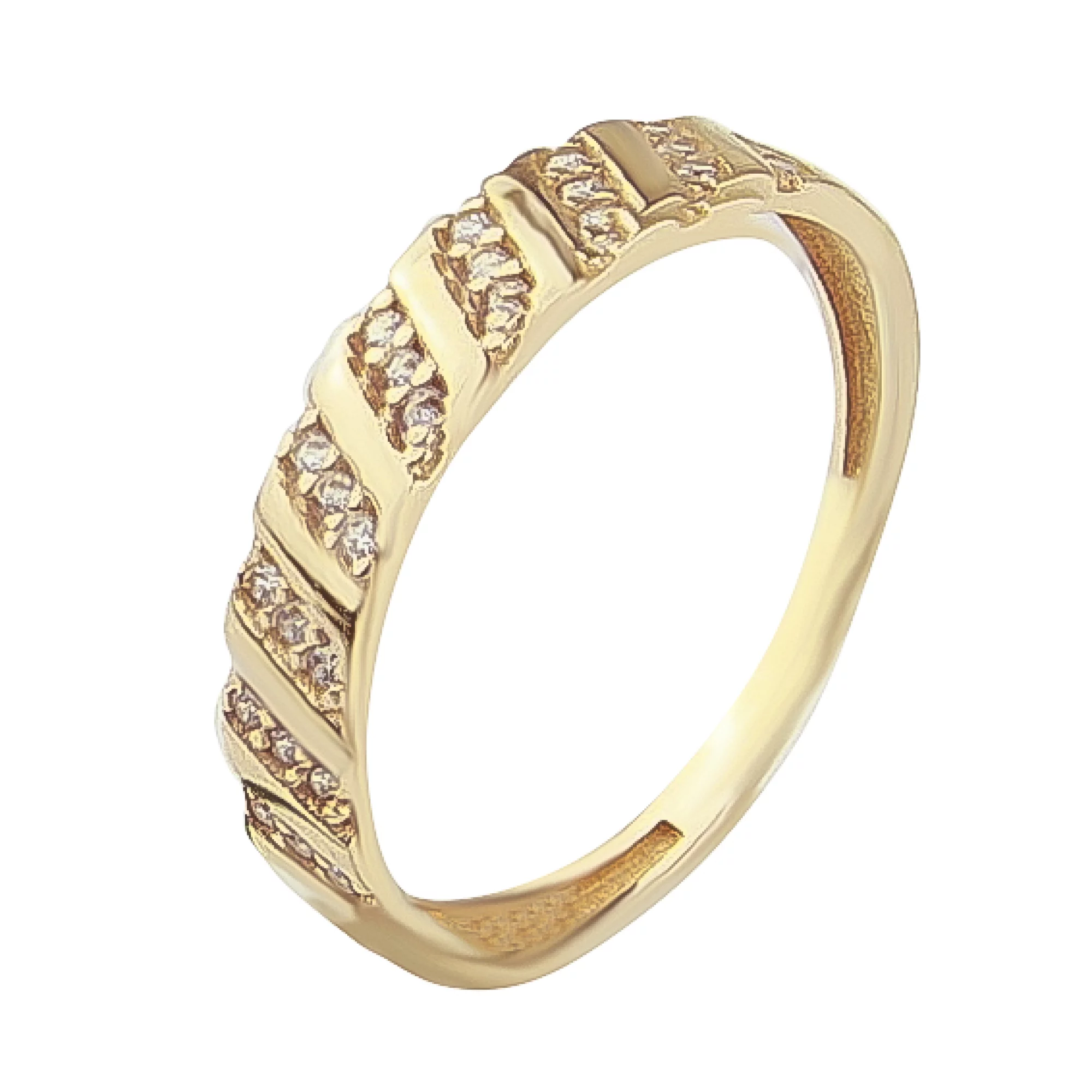 Золотое кольцо с фианитами - 511756 – изображение 1