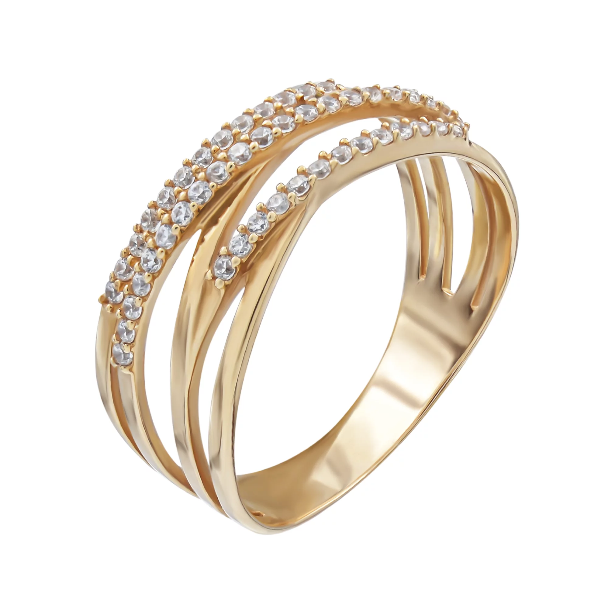 Золотое кольцо с фианитом - 538759 – изображение 1