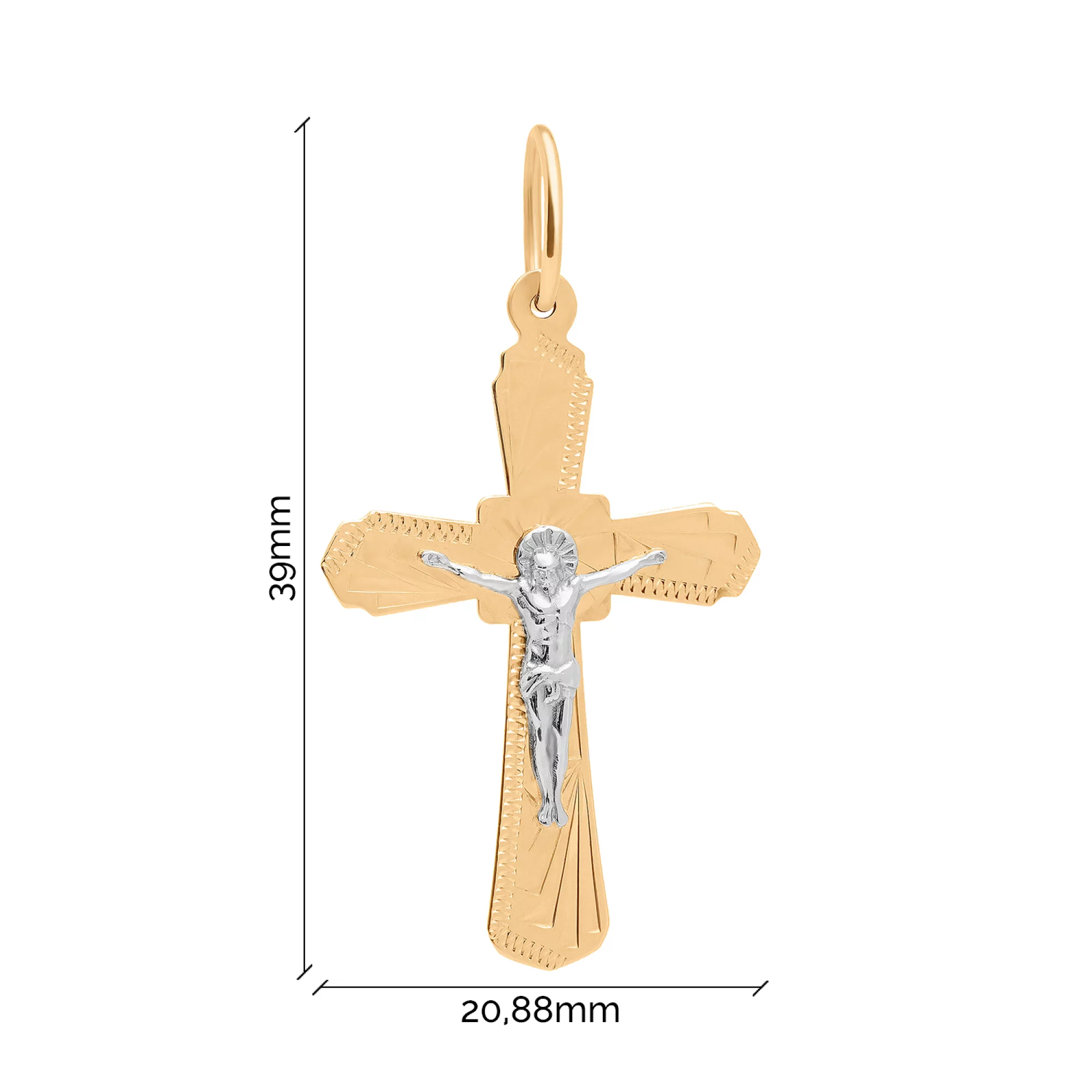 Хрестик у комбінованому золоті - 1761523 – зображення 3