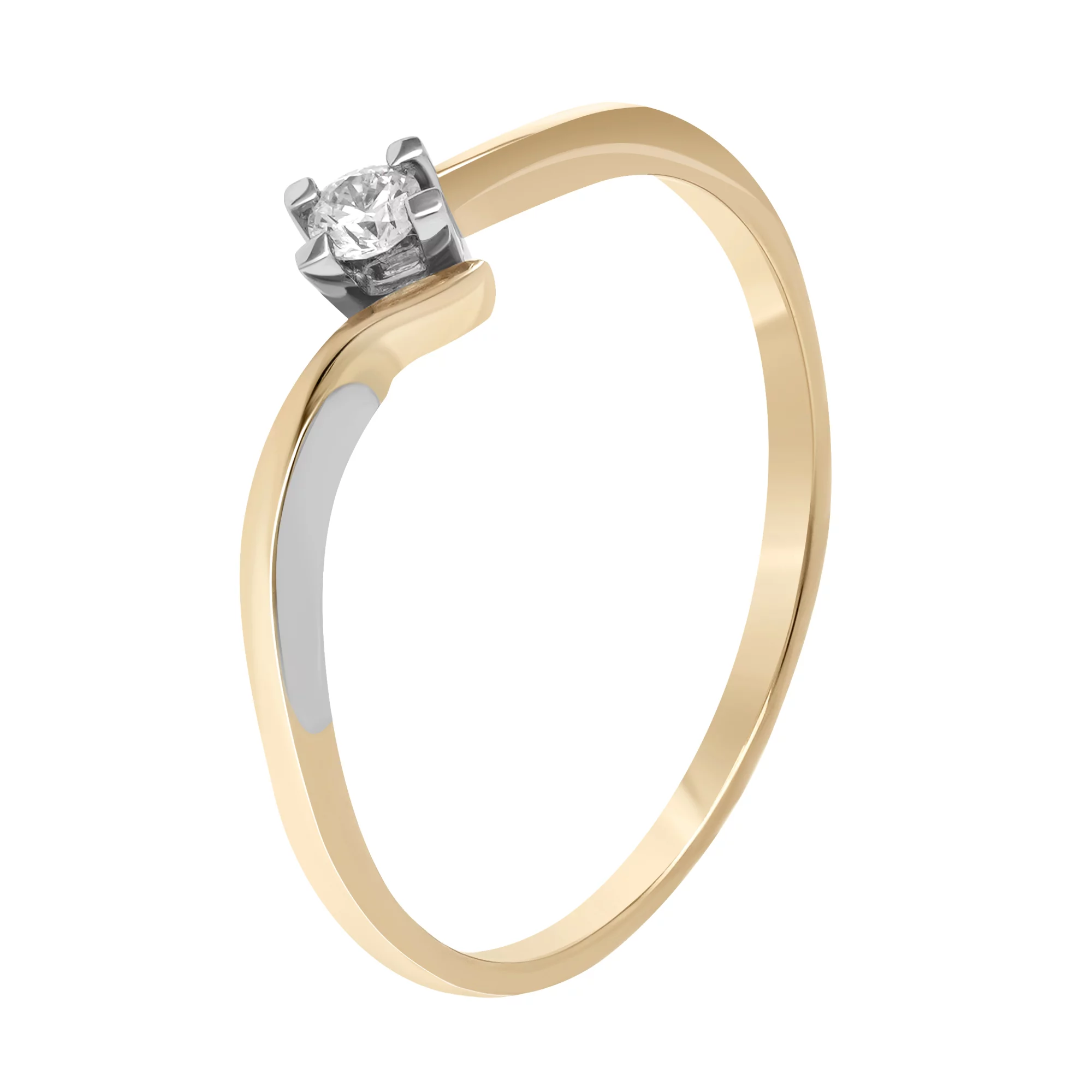 Кольцо помолвочное из комбинированного золота с бриллиантом - 482600 – изображение 1