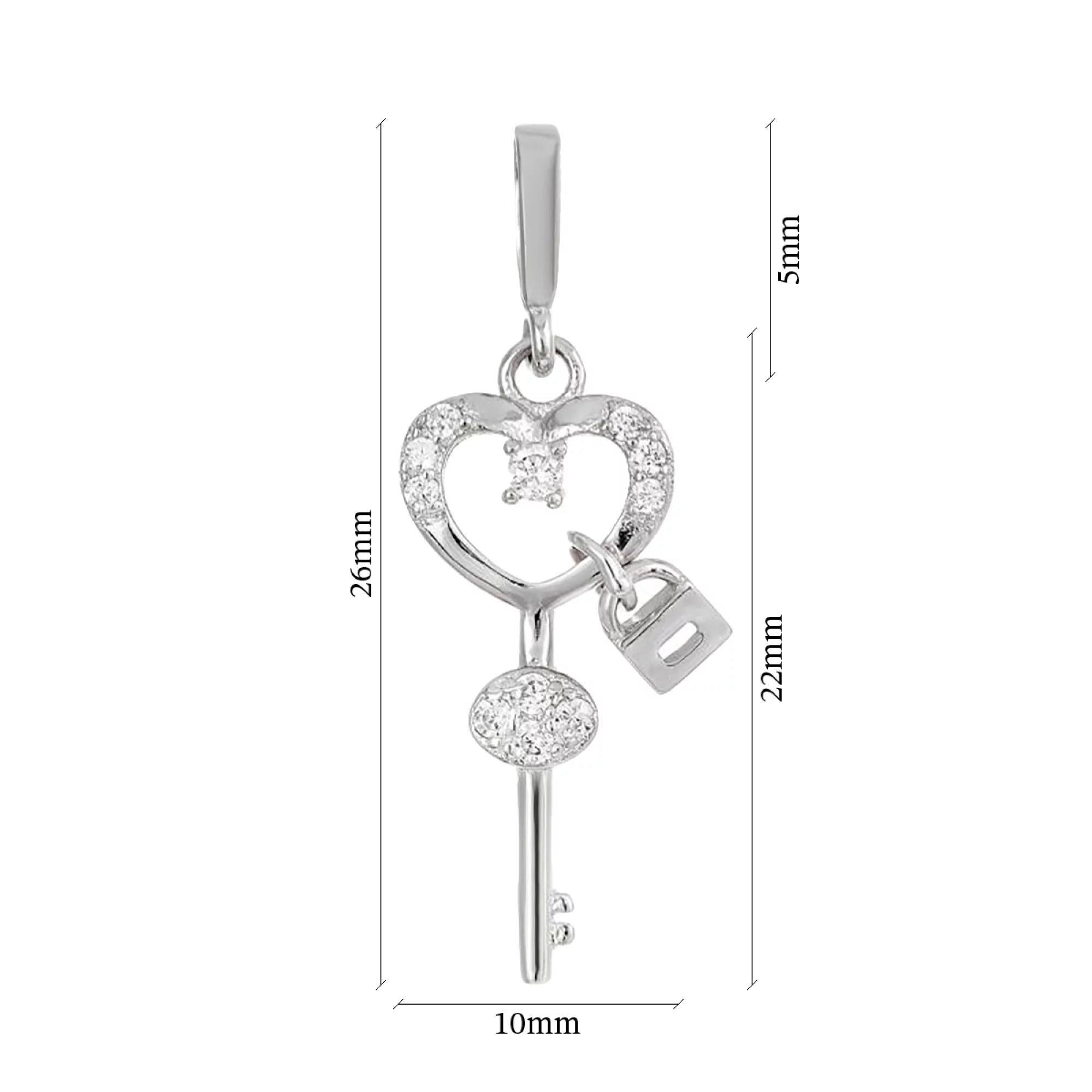 Серебряная подвеска "Ключик" с фианитом - 421517 – изображение 2