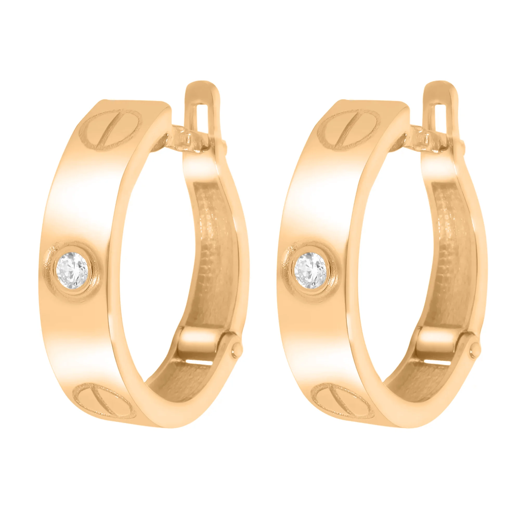 Сережки из красного золота с фианитом - 968268 - 2