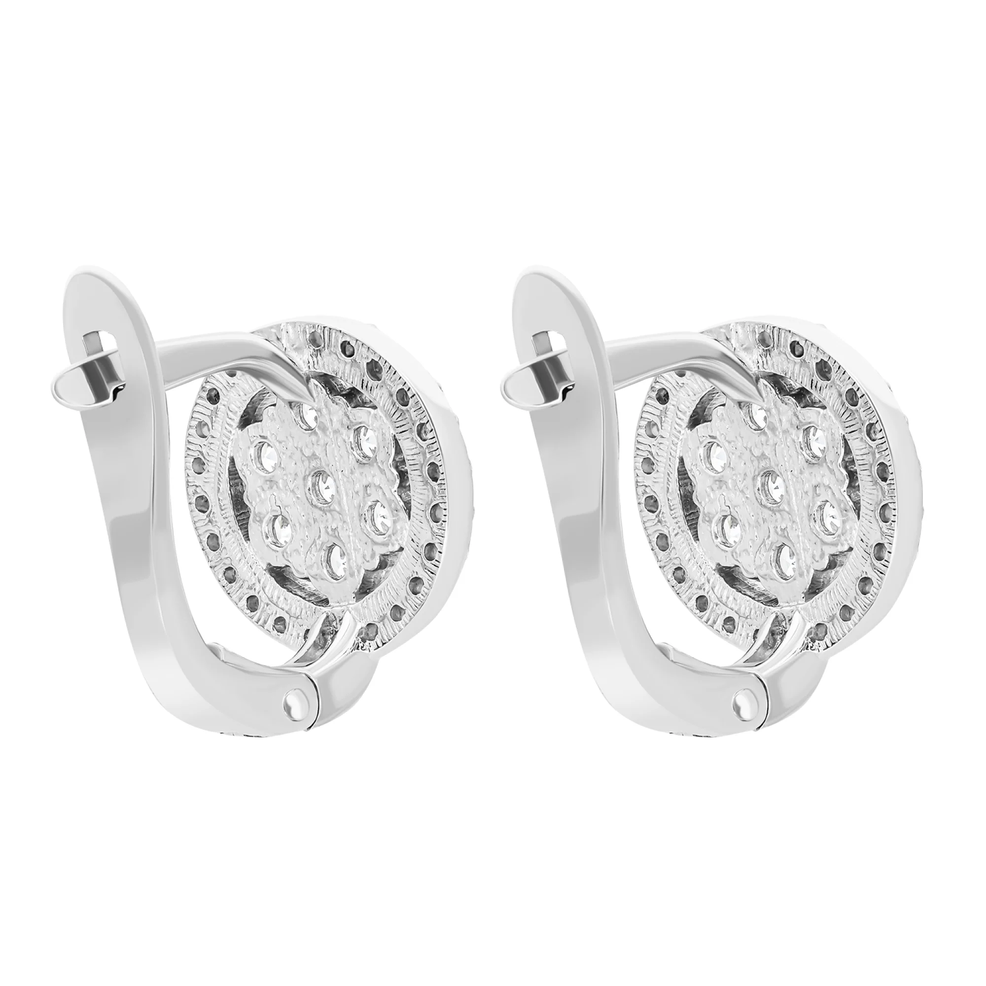 Серьги из серебра "Цветок" с фианитами - 1594185 - 2
