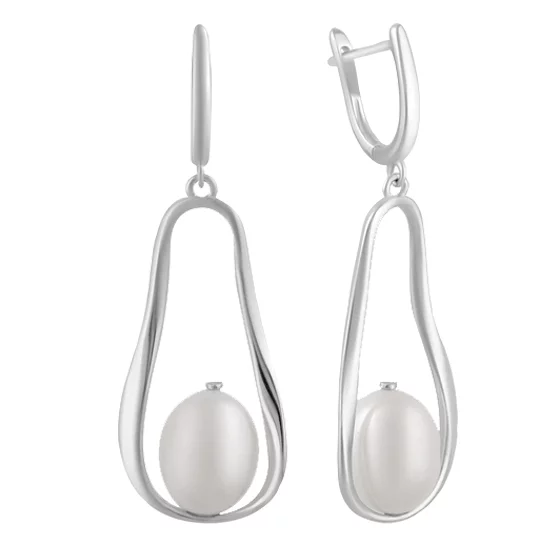 Сережки из серебра с подвесами и жемчугом. Артикул 7502/2122531: цена, отзывы, фото – купить в интернет-магазине AURUM