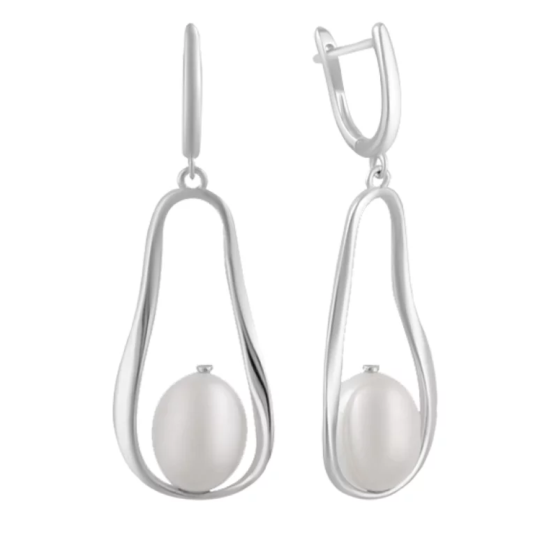 Сережки з срібла з підвісами і перлинами. Артикул 7502/2122531: ціна, відгуки, фото – купити в інтернет-магазині AURUM