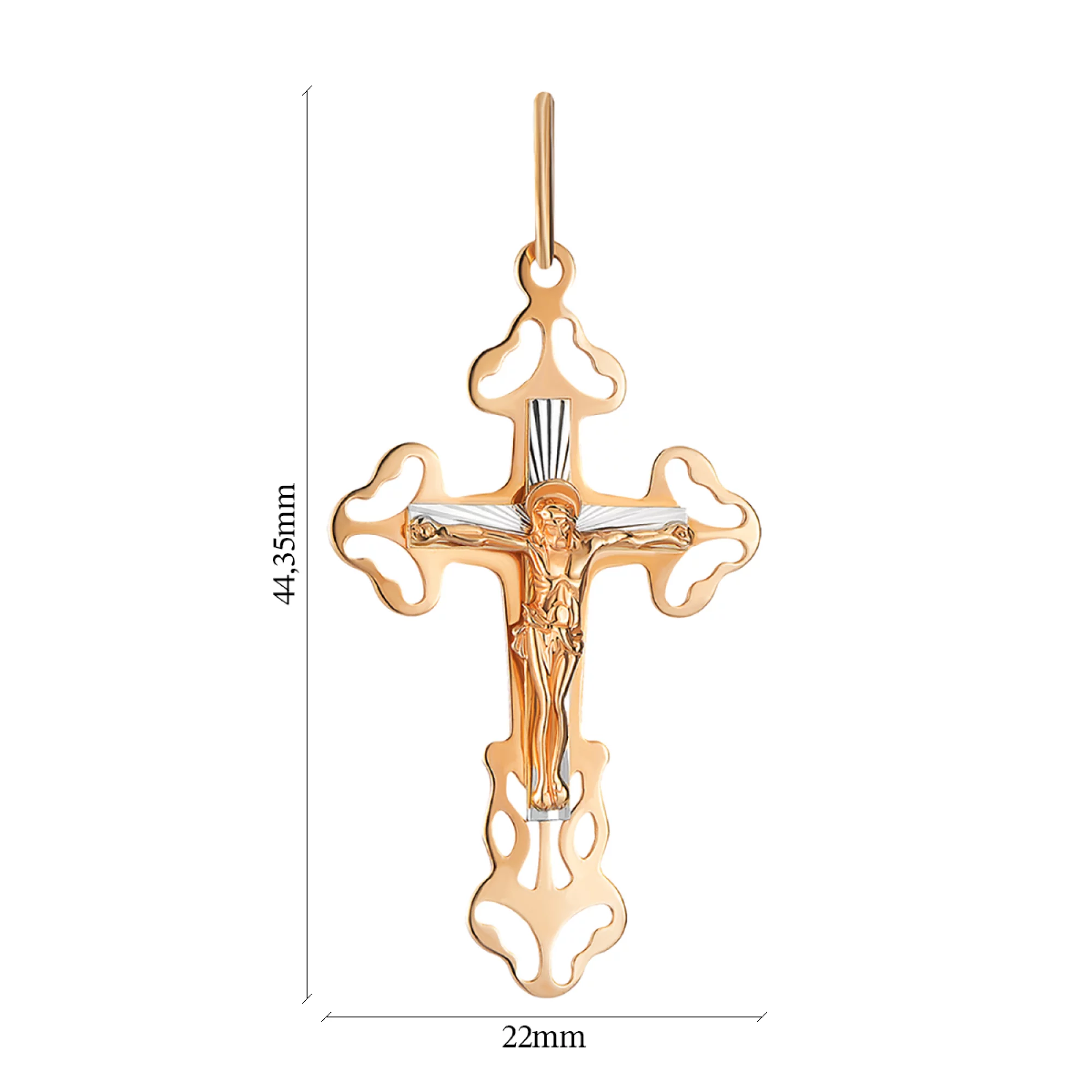 Крестик из комбинированного золота - 973335 – изображение 2