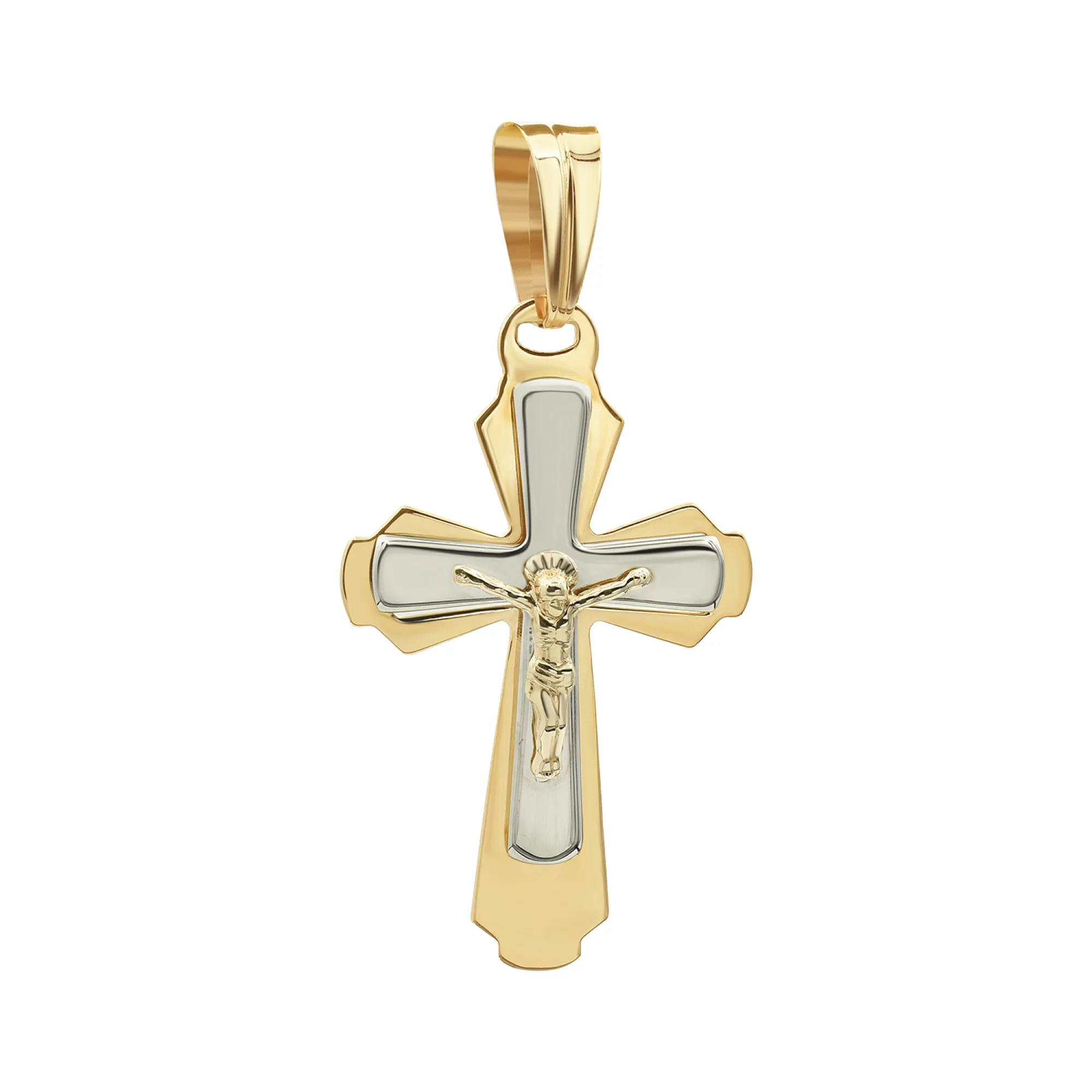 Хрестик з комбінованого золота - 842165 – зображення 1