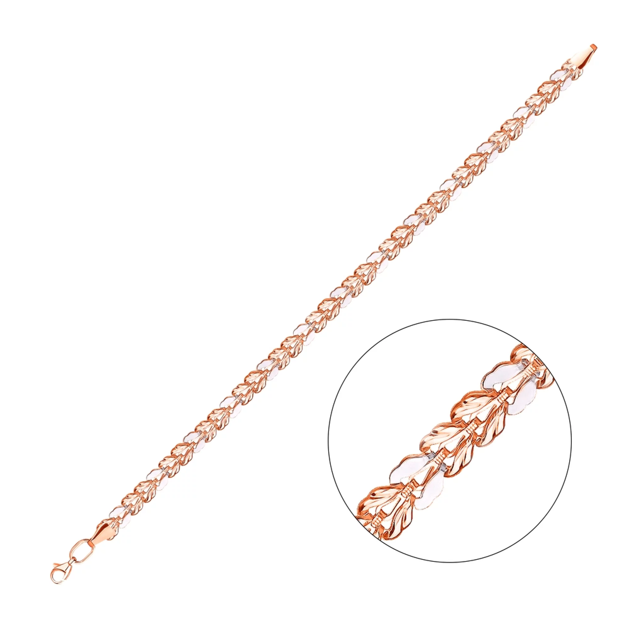 Браслет из комбинированного золота с плетением фантазия - 969523 – изображение 2