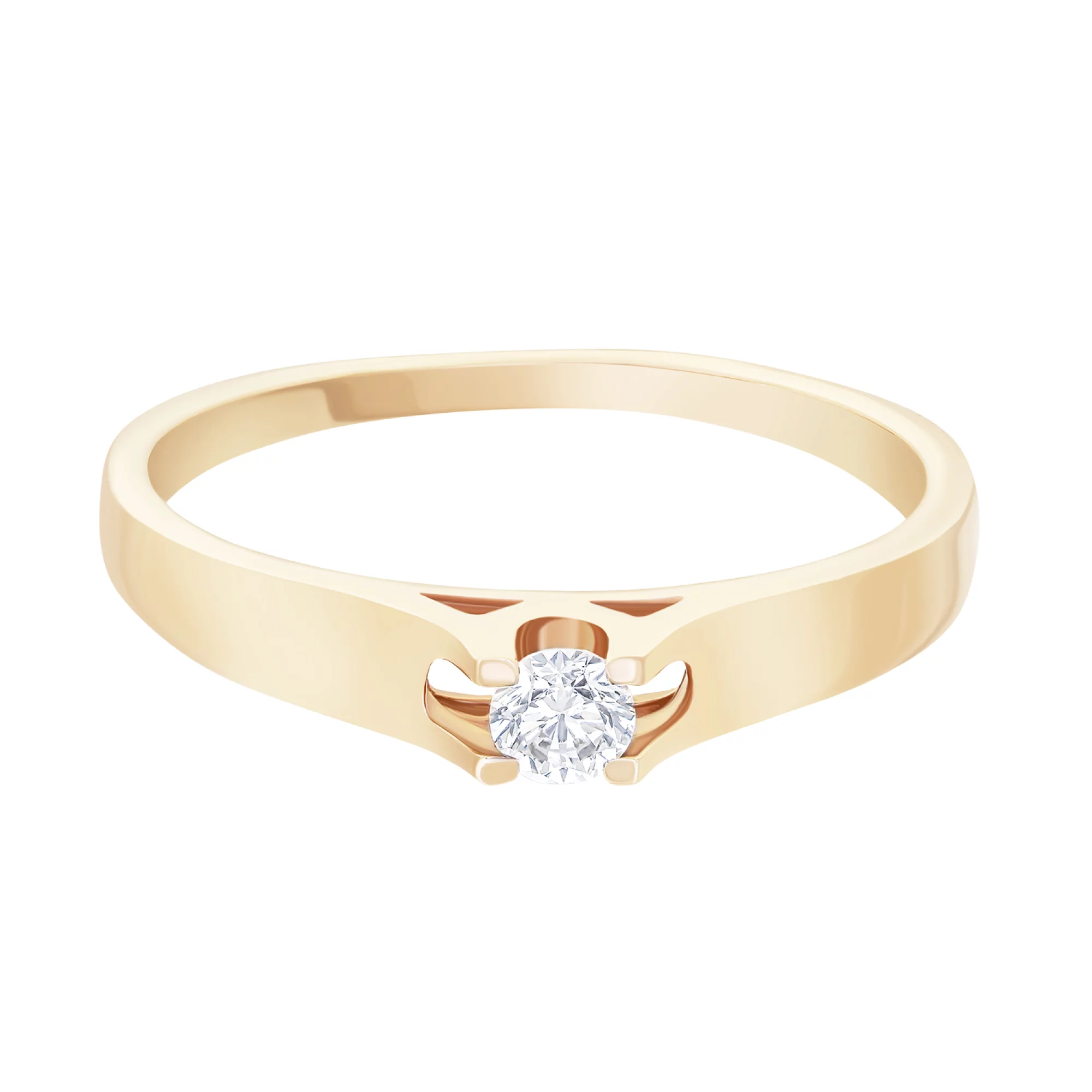 Кольцо для помолвки из красного золота с бриллиантом - 1731825 – изображение 2