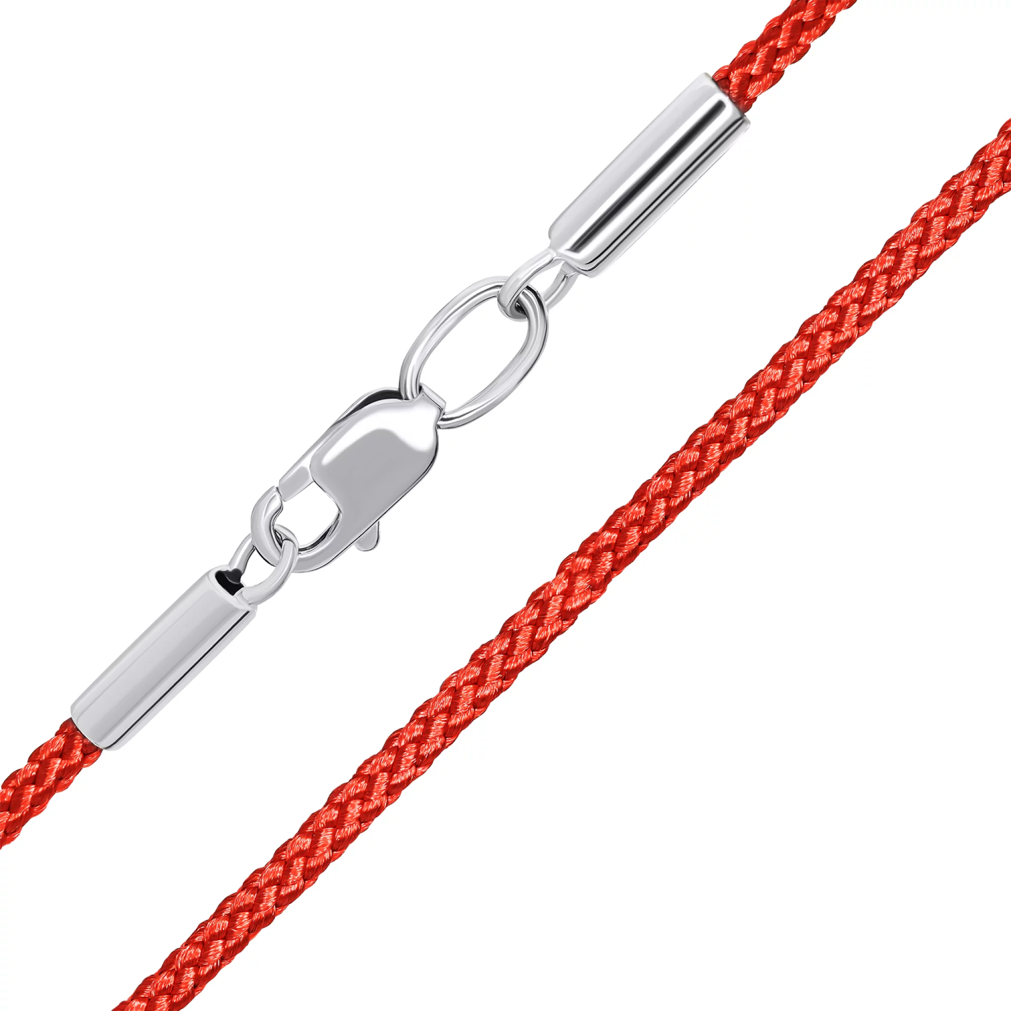 Шелковый шнур из красной нити с серебряным замком - 1534913 – изображение 1