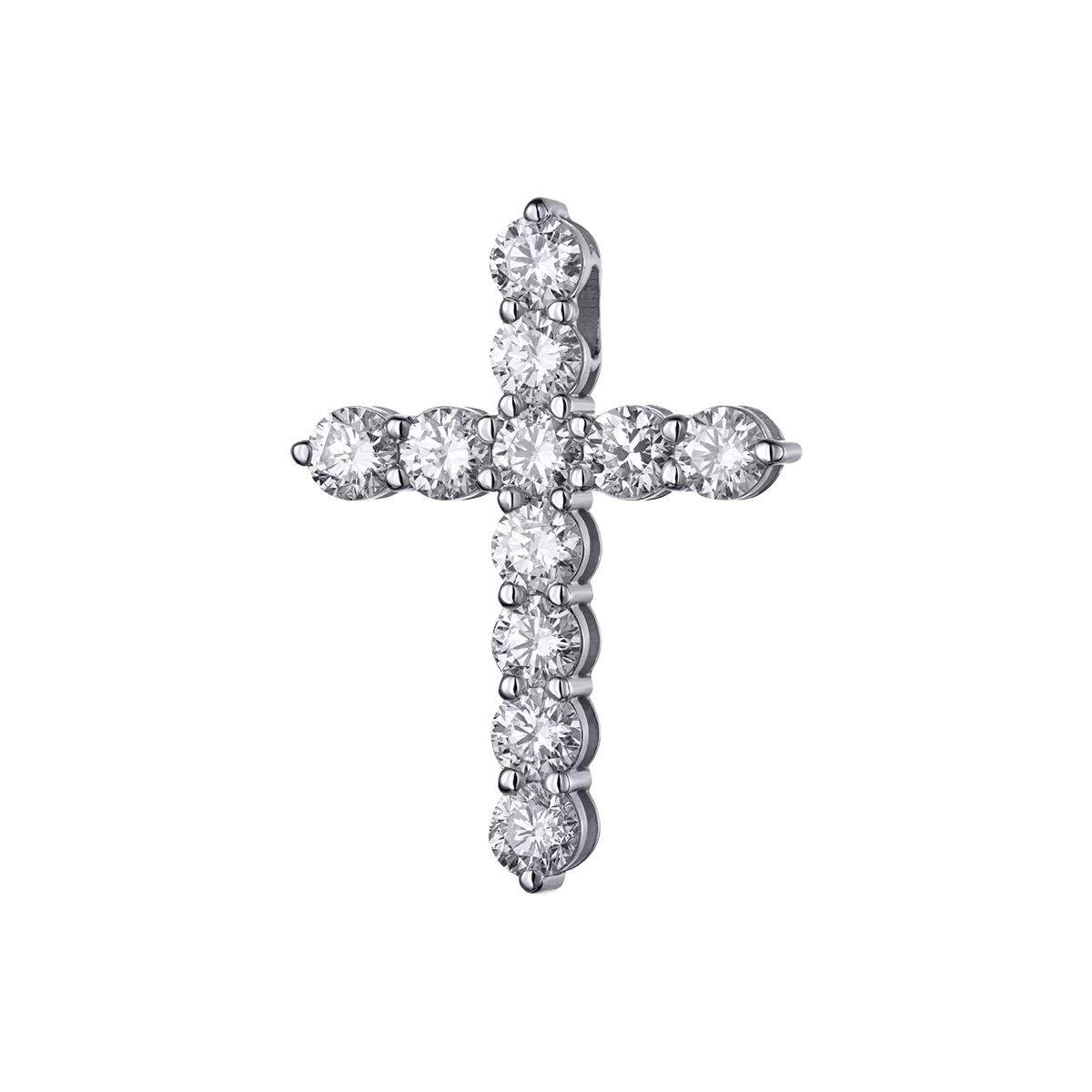 Хрестик з білого золота з діамантами. Артикул П499б: ціна, відгуки, фото – купити в інтернет-магазині AURUM