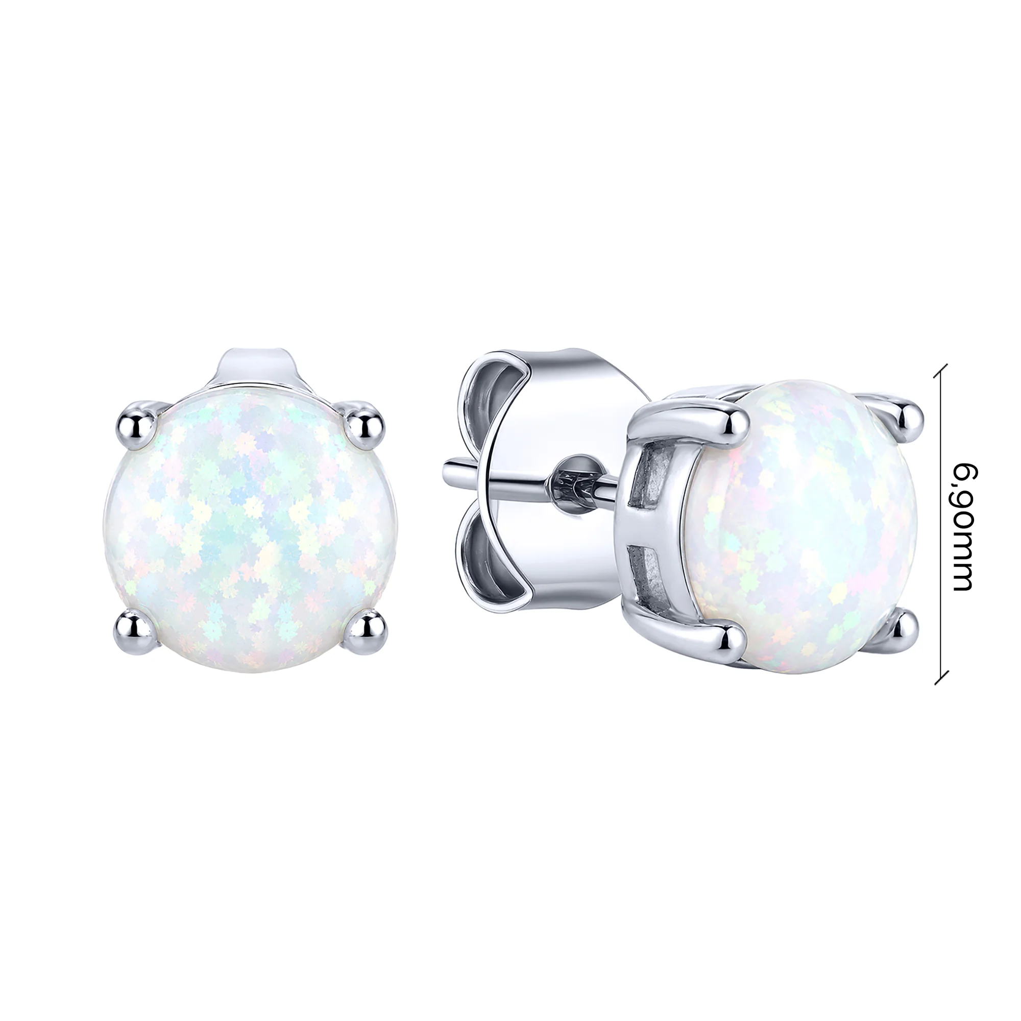 Срібні сережки-пусети з опалом  - 2281089 - 2