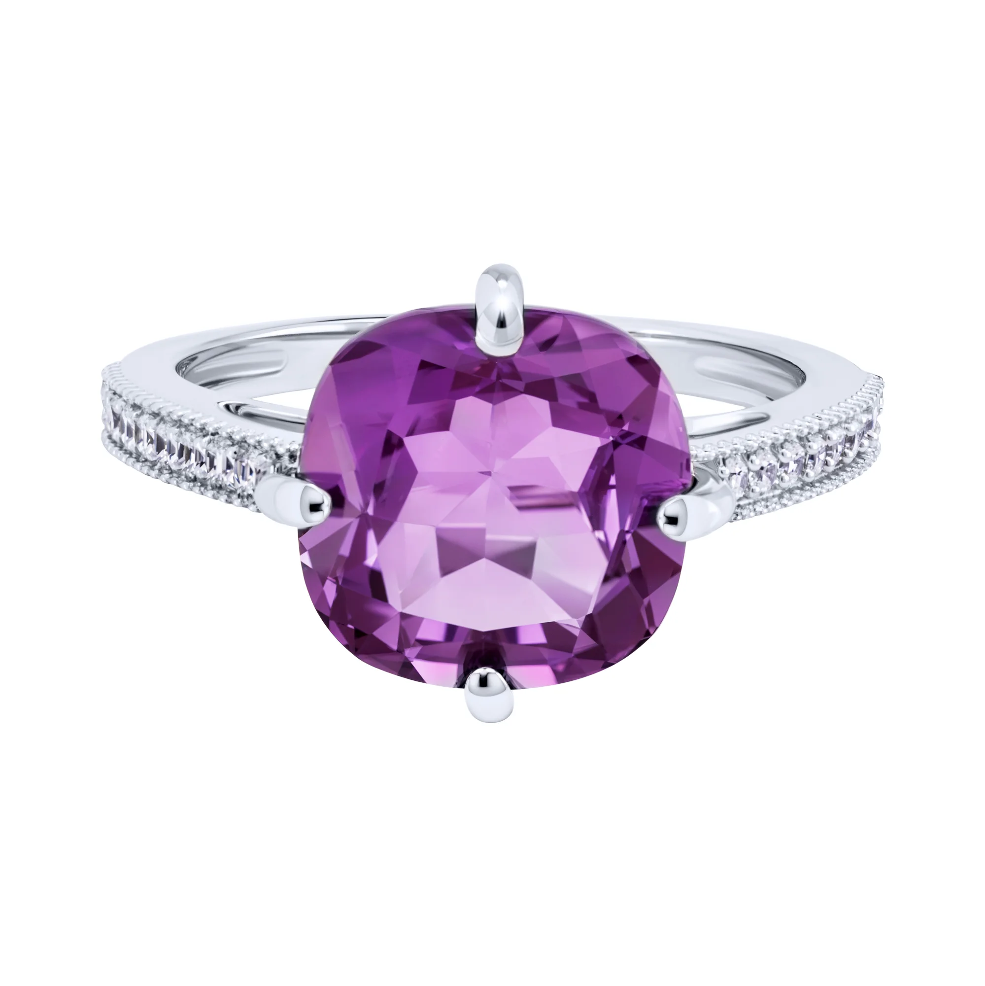Серебряное кольцо с александритом и фианитами - 2088361 - 2