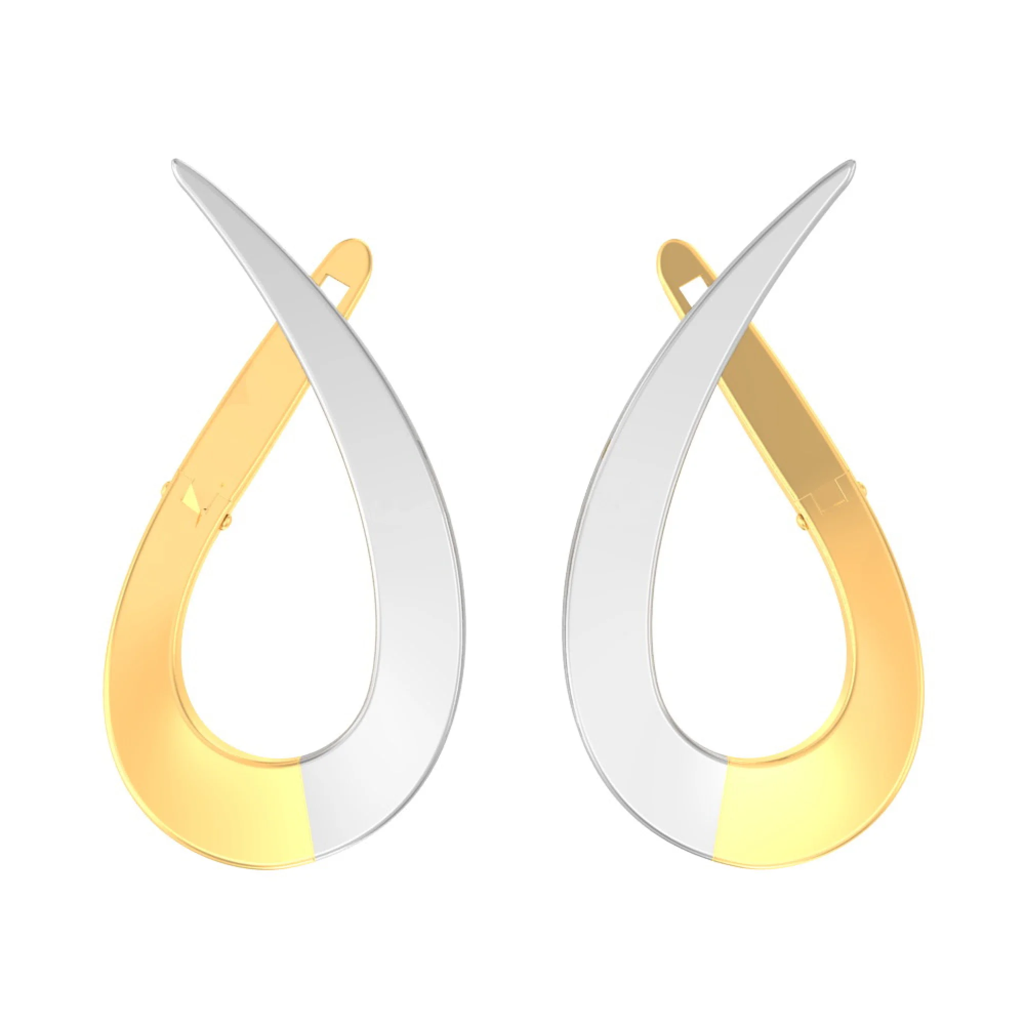 Сережки "Капли" из комбинированного золота - 613738 - 1