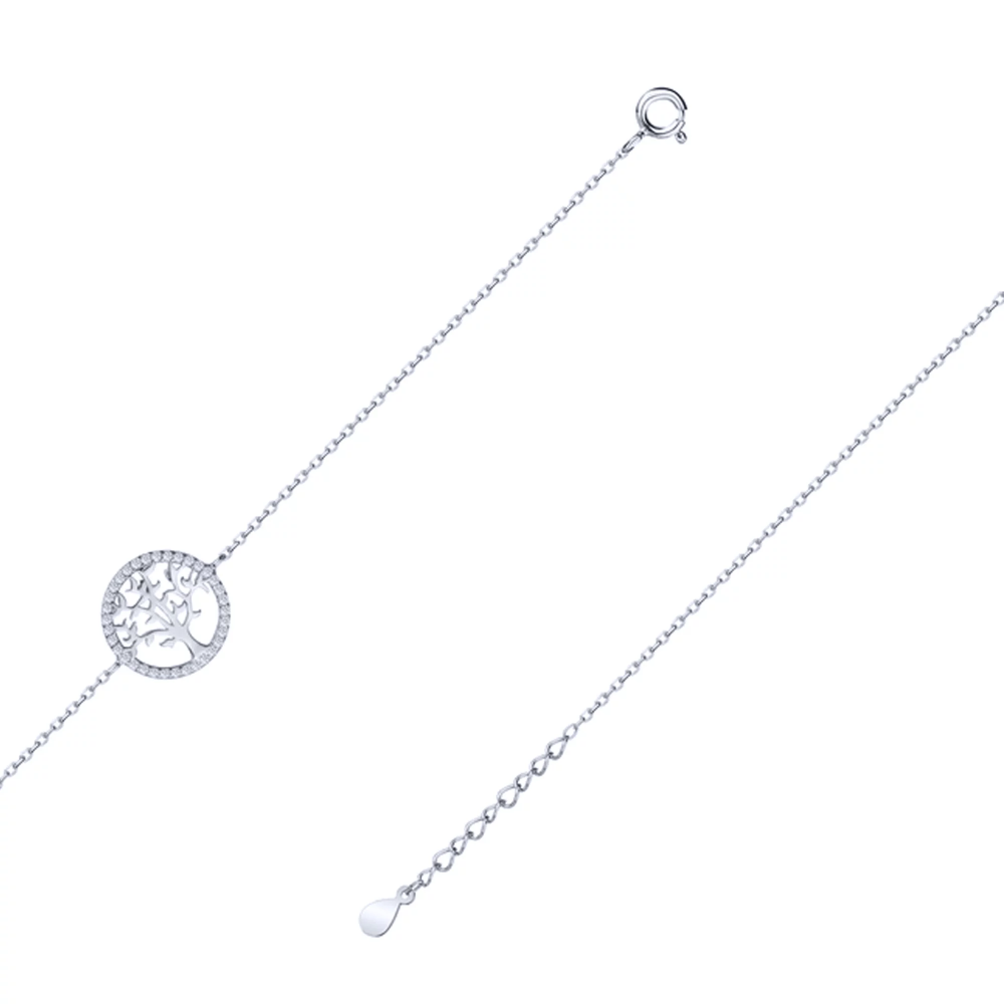 Браслет серебряный "Дерево жизни" с фианитами плетение якорь - 1618303 – изображение 1