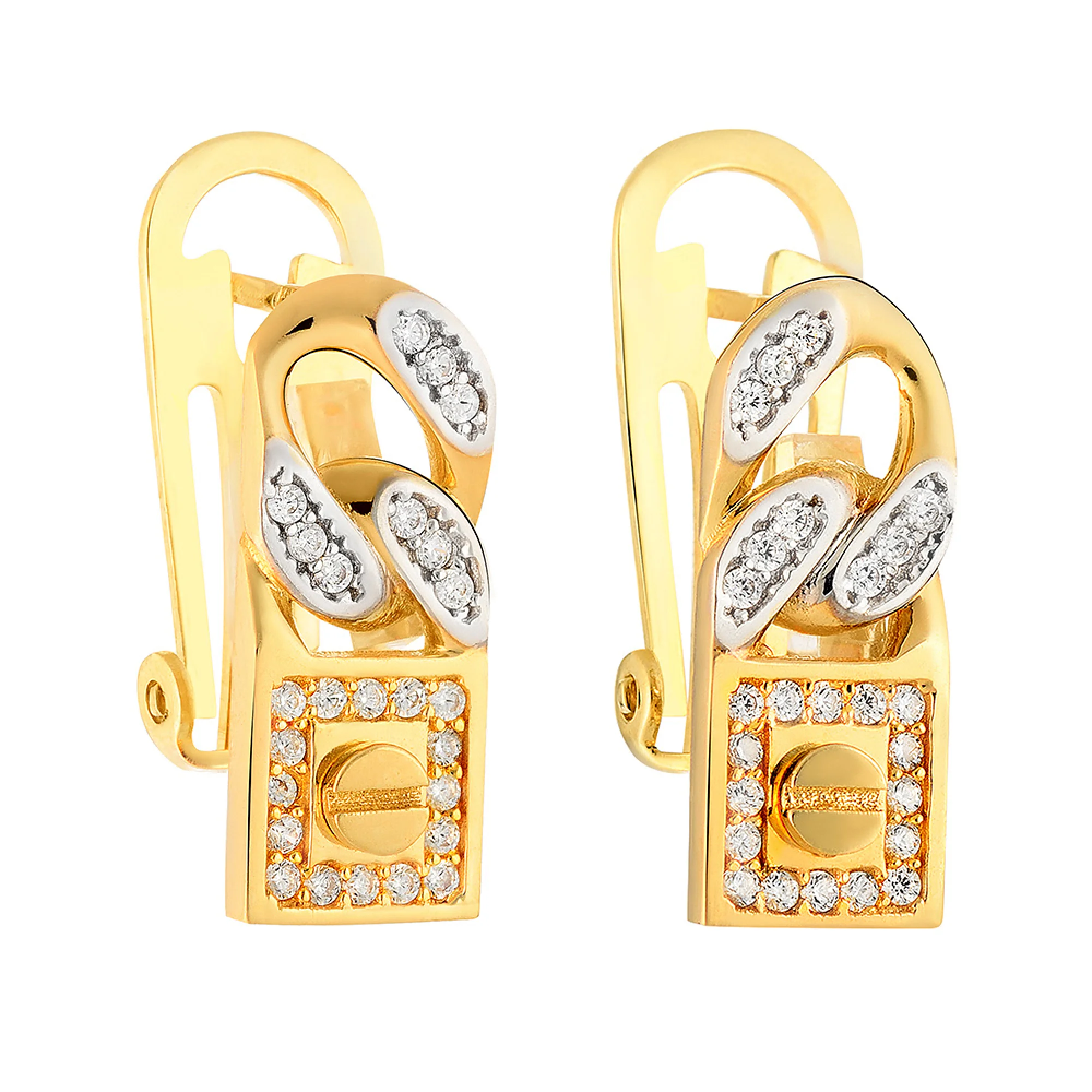 Серьги из желтого золота с фианитами - 1502931 - 1