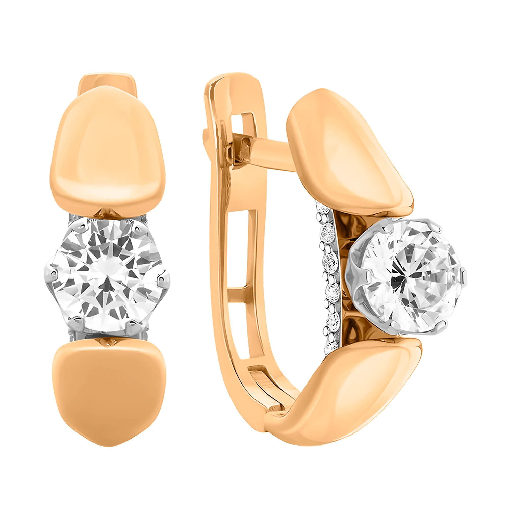 Серьги с фианитами в красном золоте - 406752 - 1