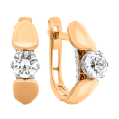 Серьги с фианитами в красном золоте - 406752