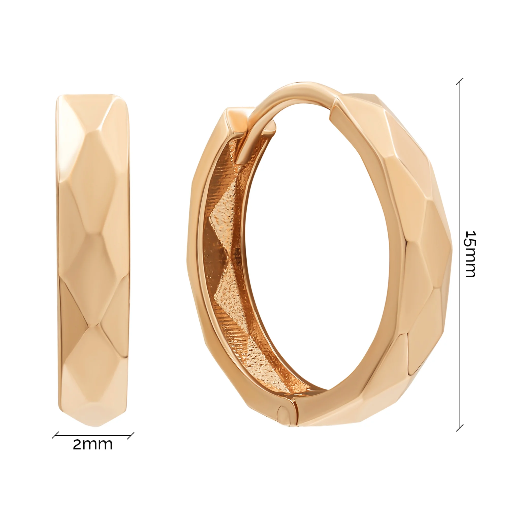 Сережки-кольца из красного золота - 870337 - 3
