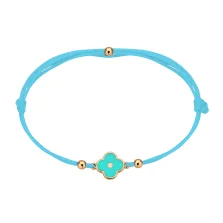 Стильний шовковий браслет "Конюшина" зі вставками з червоного золота з емаллю - 1915868