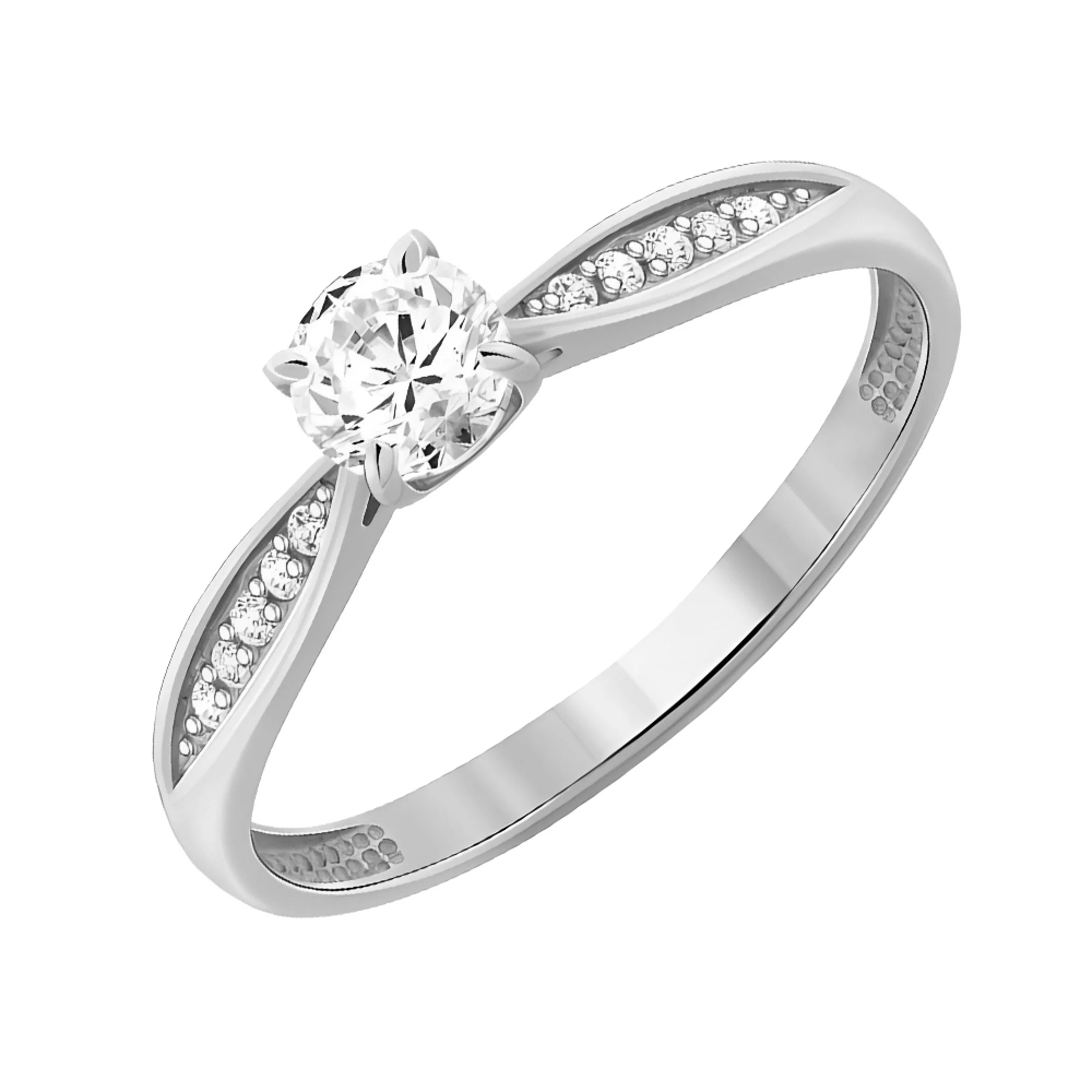 Кольцо из серебра с фианитами - 1428319 - 1