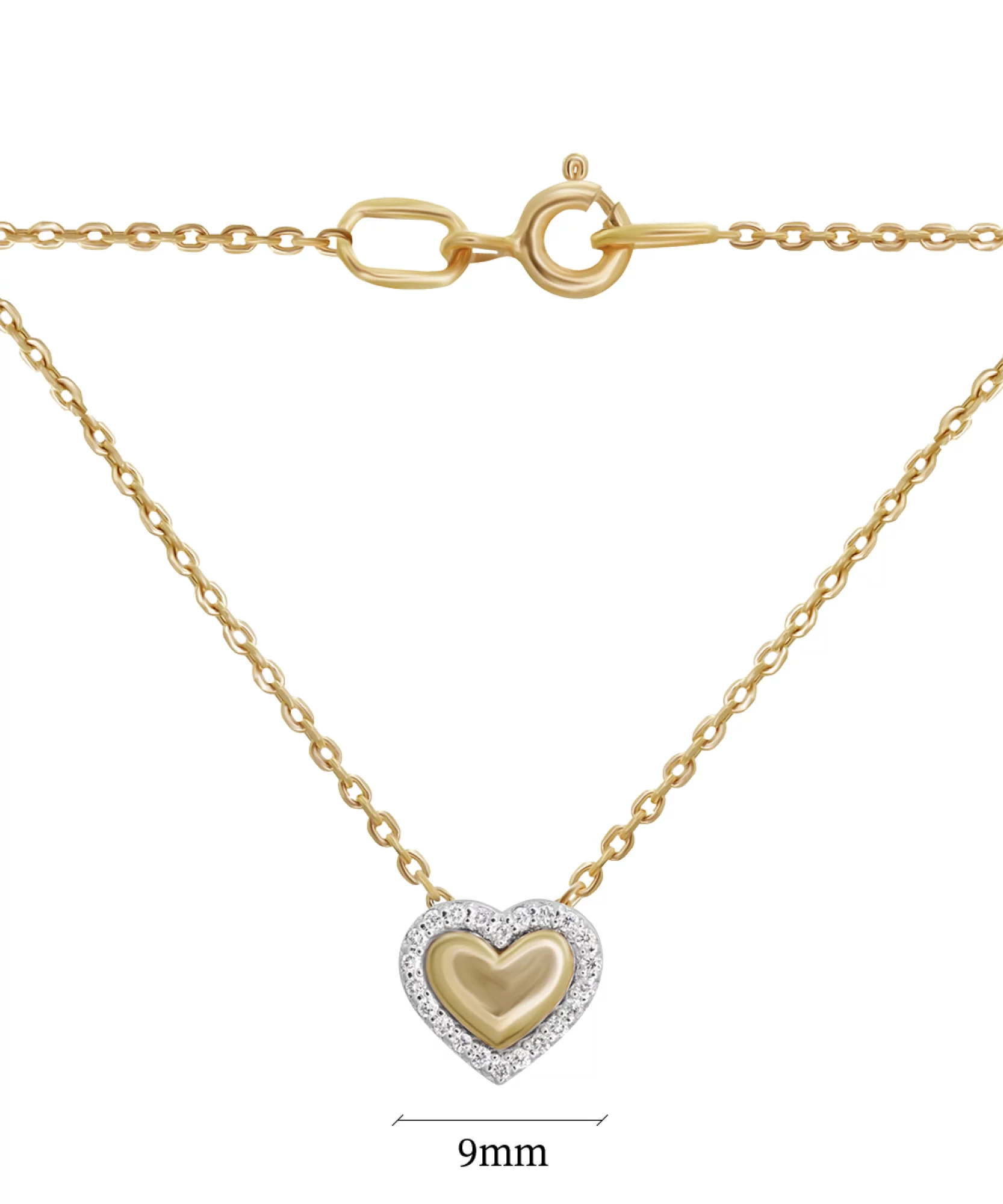 Цепочка из комбинированного золота с подвеской и бриллиантами "Сердце" в якорном плетении - 892661 – изображение 2