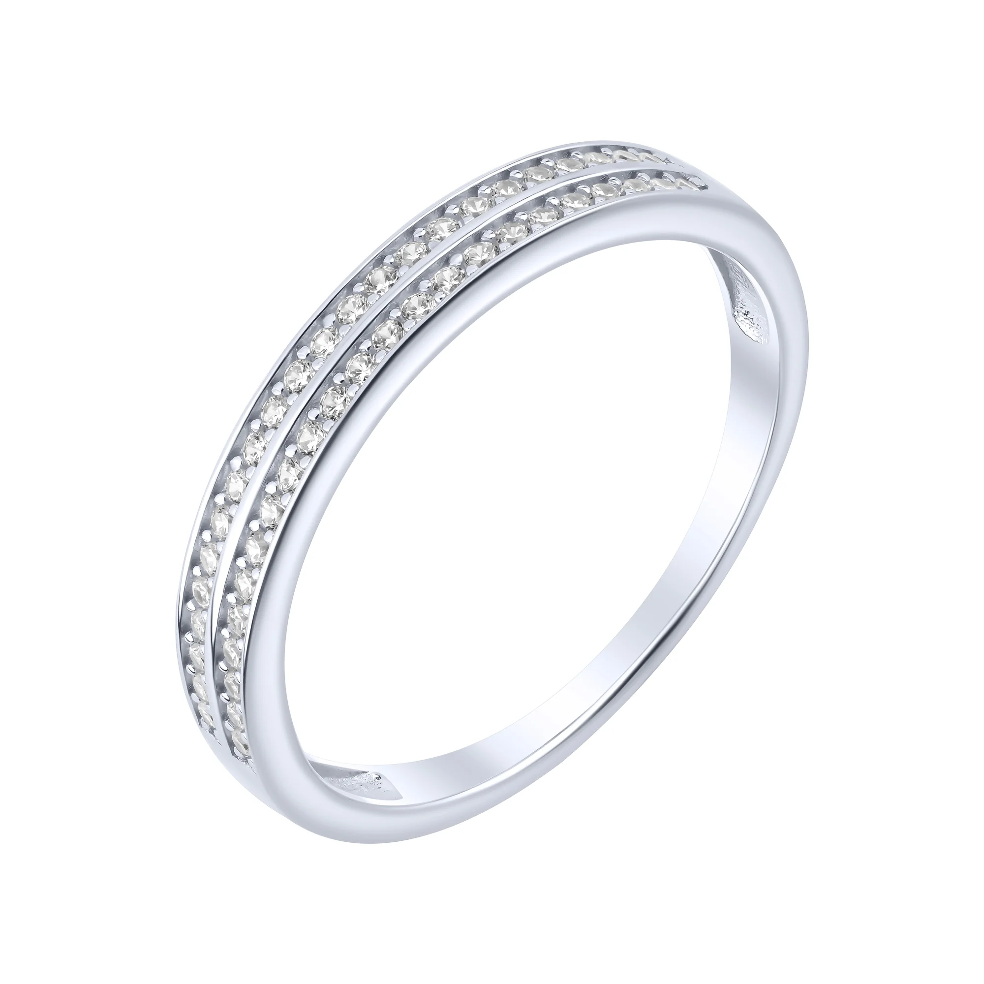 Серебряное двойное кольцо 2 в 1 "Геометрия" с фианитами - 2260727 - 4