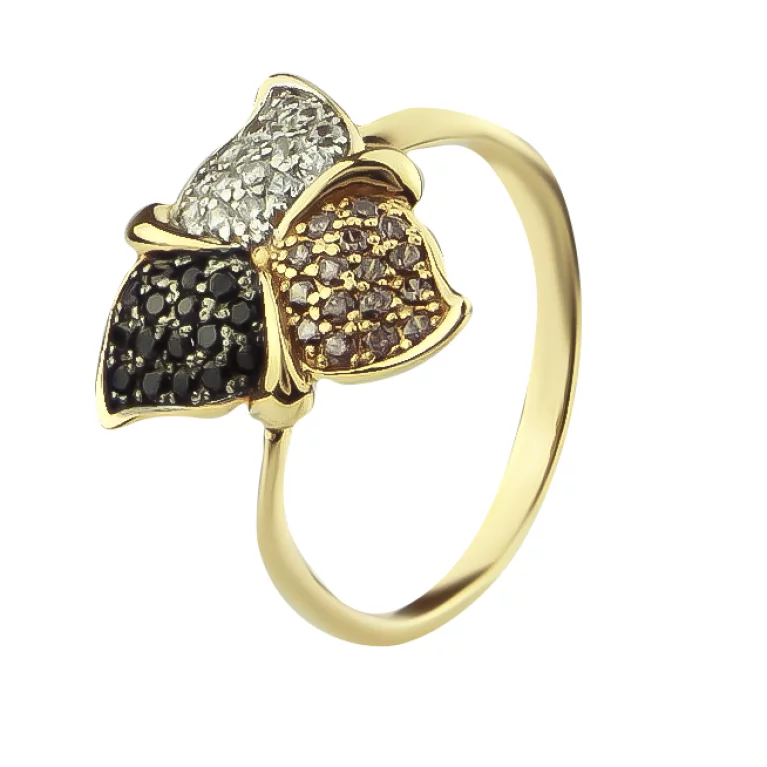 Золотое кольцо с фианитами. Артикул ЕЕ1626: цена, отзывы, фото – купить в интернет-магазине AURUM