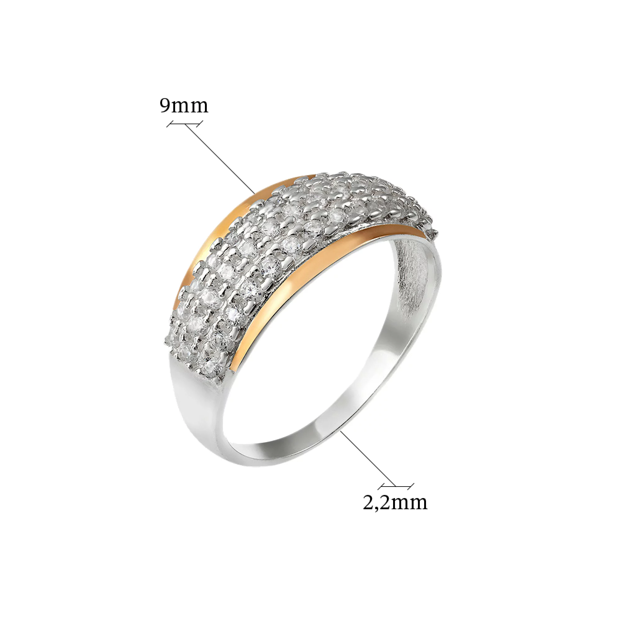 Серебряное кольцо с фианитом - 825890 – изображение 2