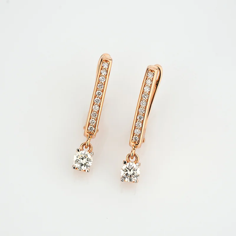 Серьги из красного золота с подвесом и с бриллиантами - 2135854