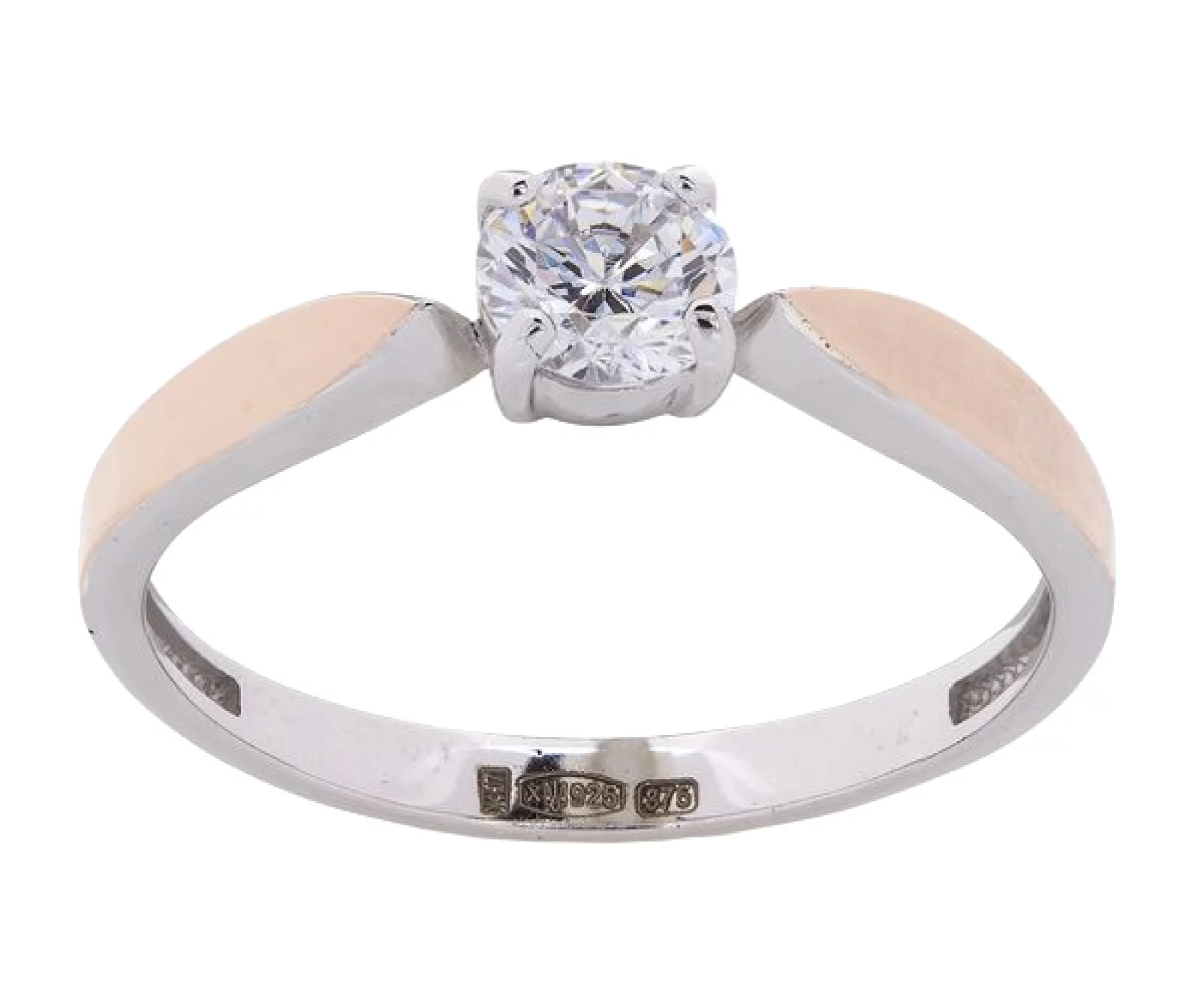 Серебряное кольцо с фианитом - 474121 – изображение 2