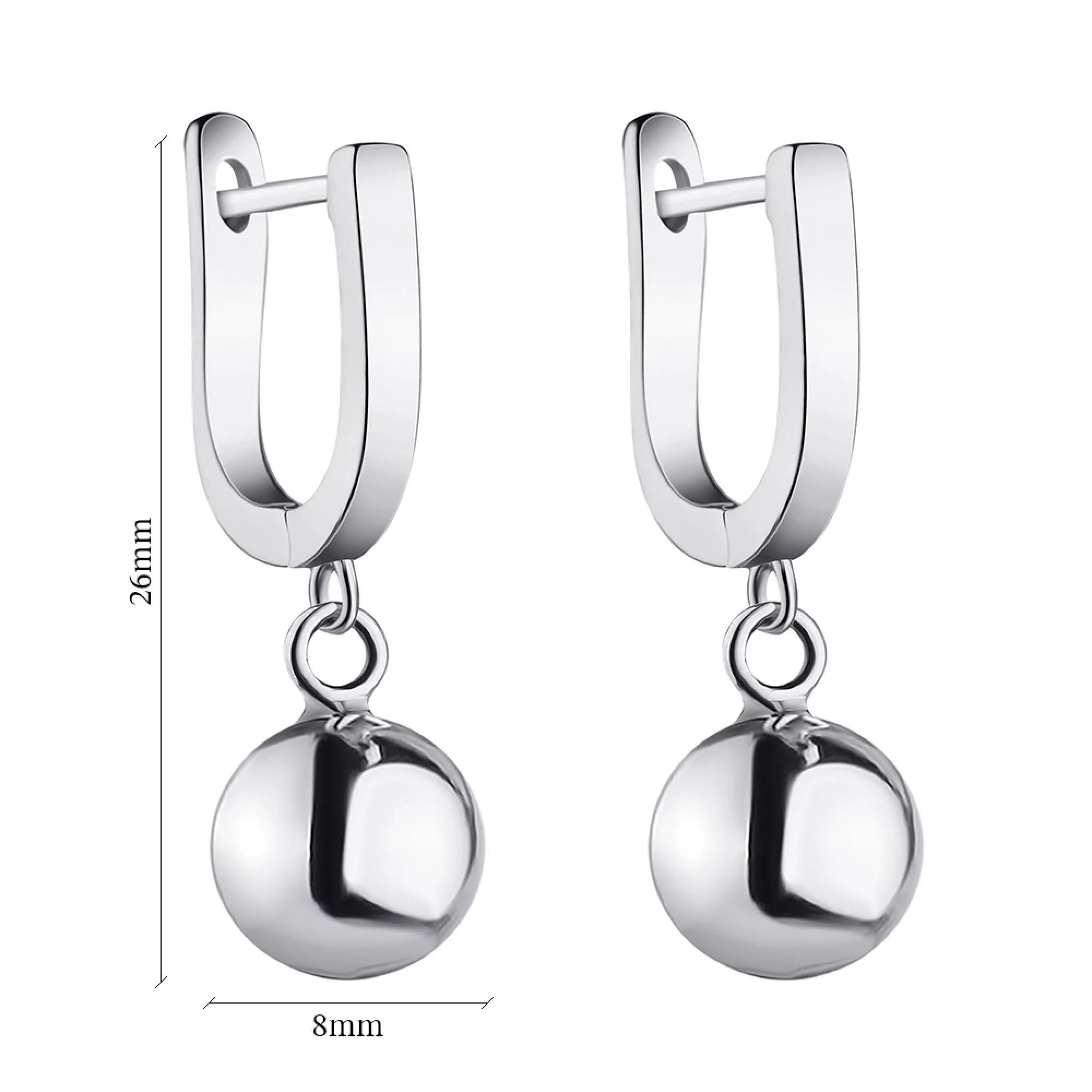 Сережки с подвесами "Шарики" из серебра - 1303111 – изображение 2