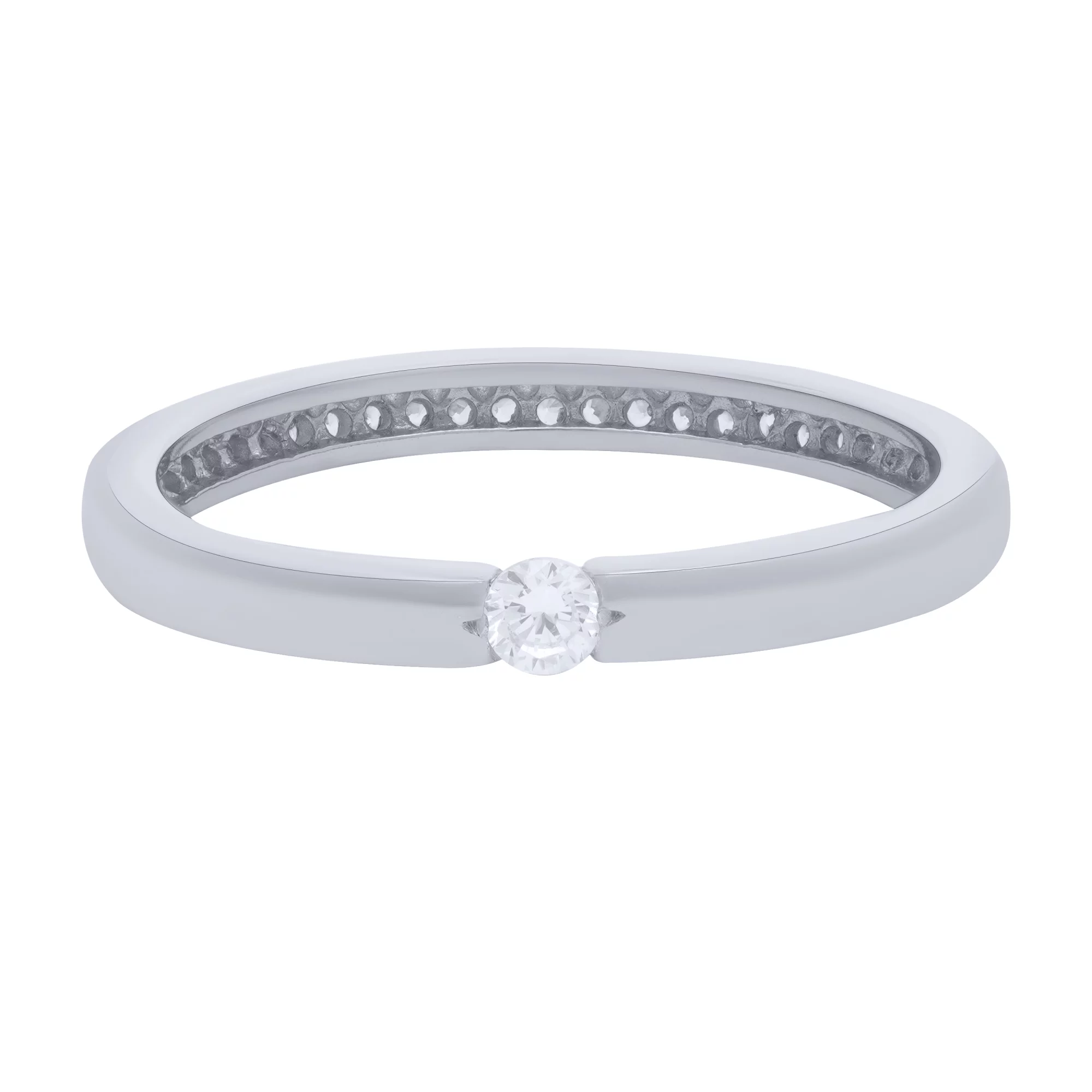Серебряное кольцо с дорожкой фианитов - 1682061 – изображение 2