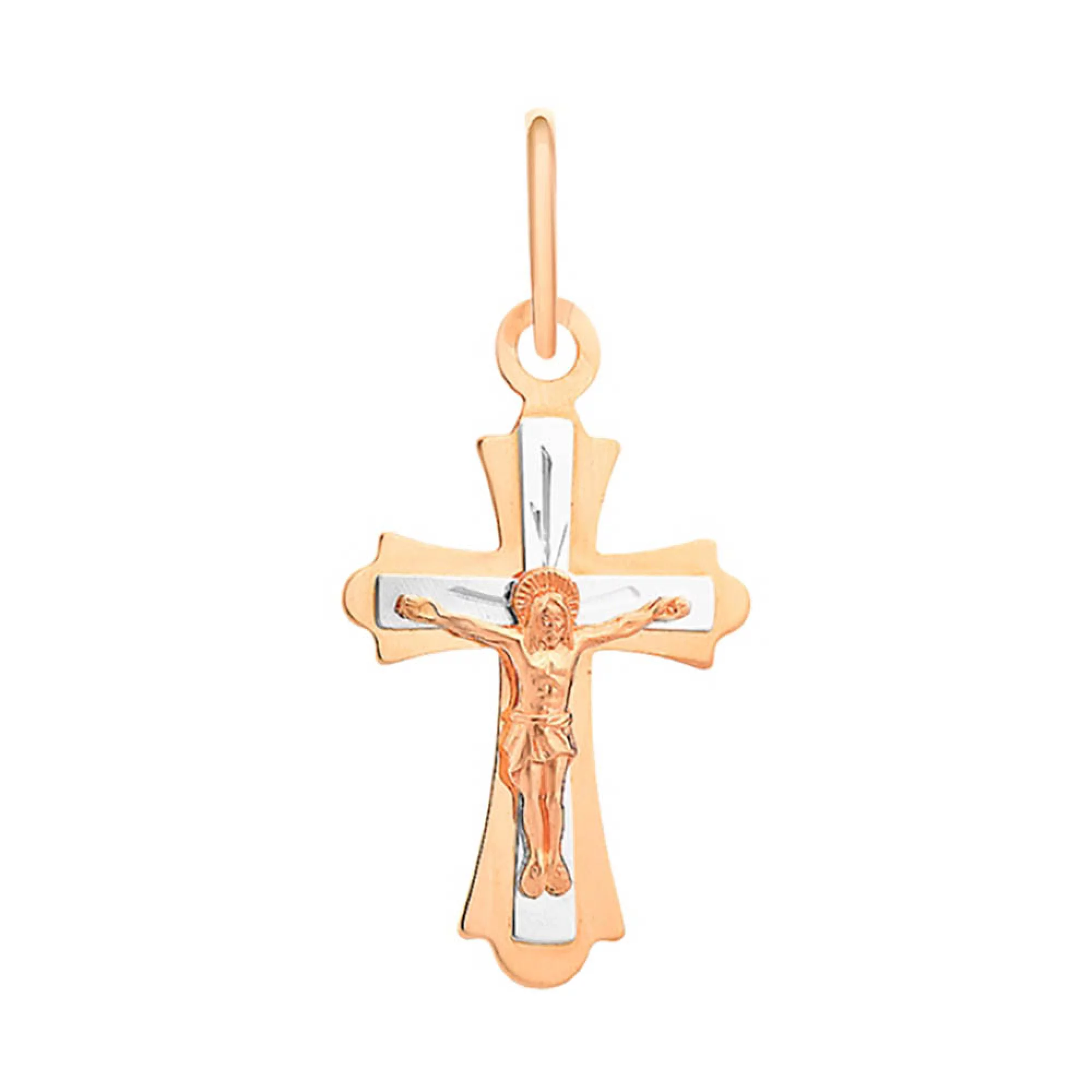 Крестик из комбинированого золота - 965710 – изображение 1