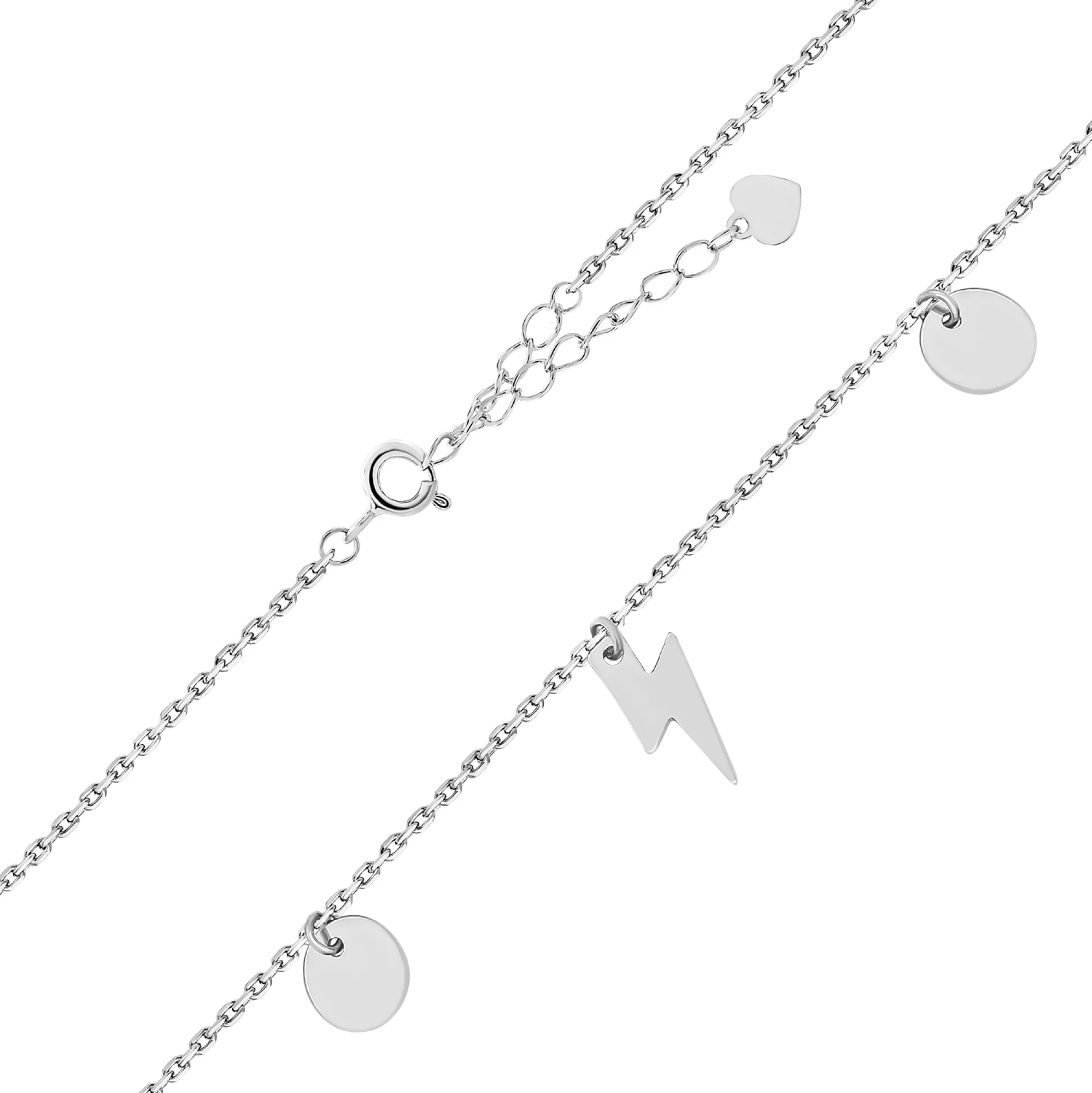 Браслет на ногу срібний "Блискавки" плетіння якір - 1565268 – зображення 2